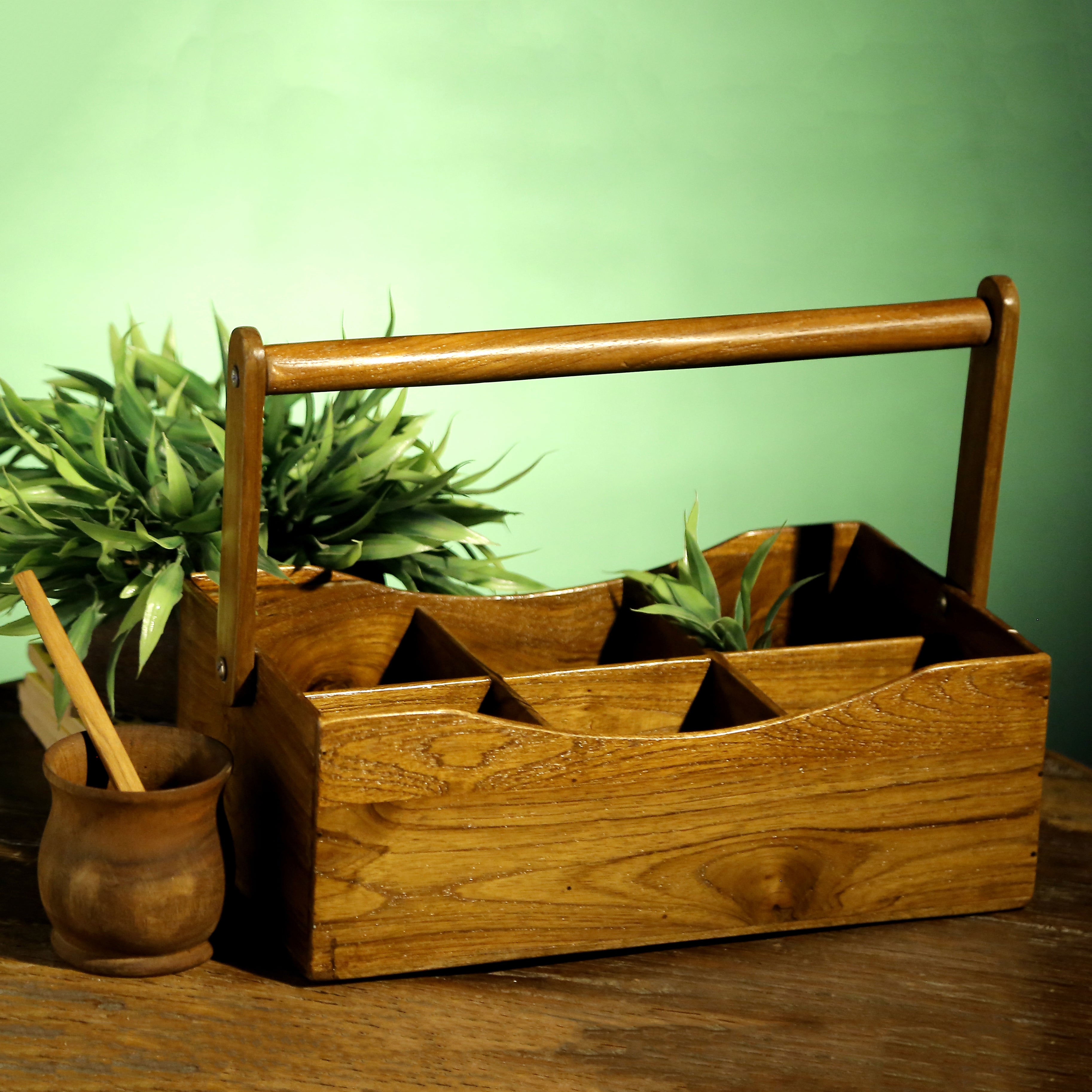 Classic Wooden Condiment Holder Tray