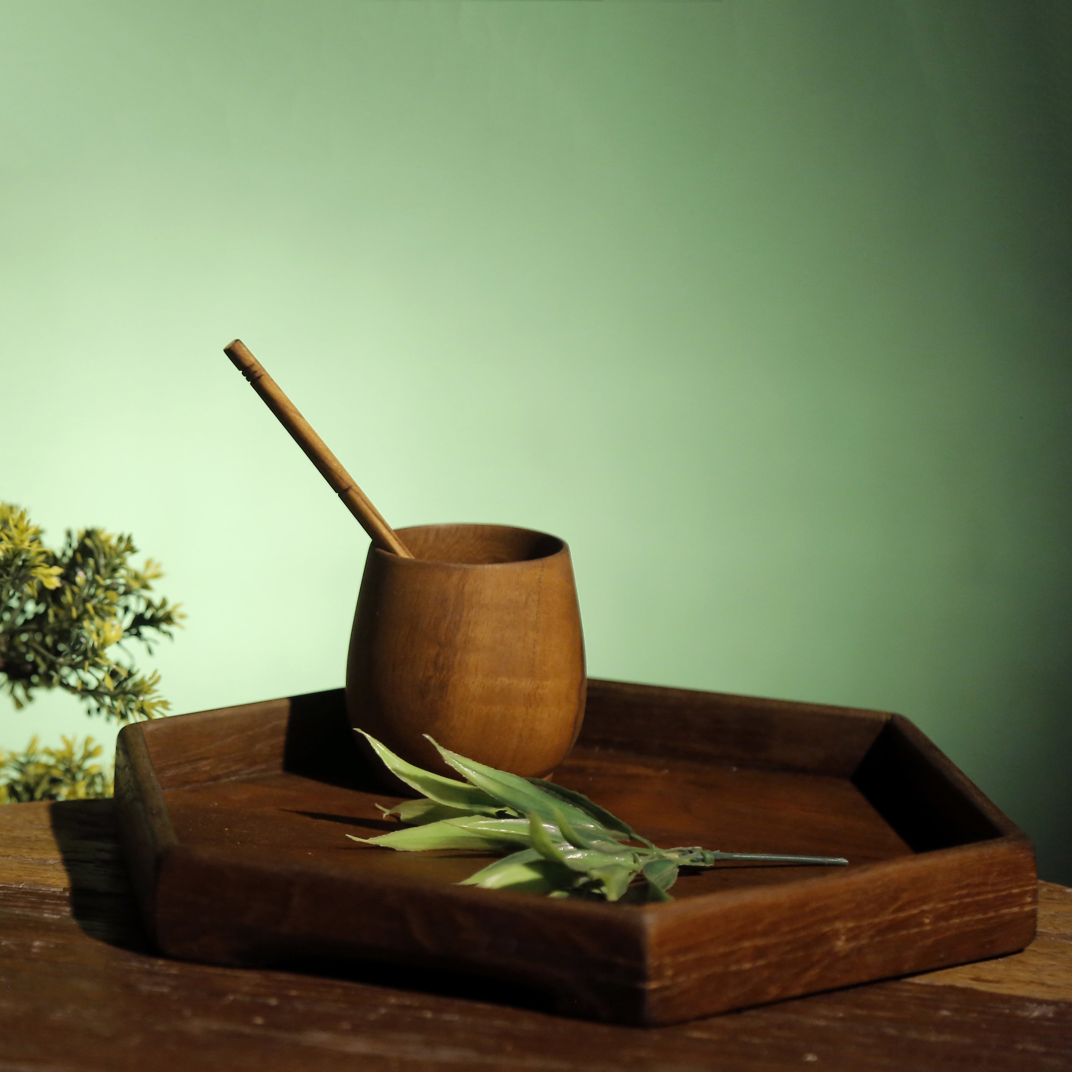 Abstract Shaped Wooden Platter Tray