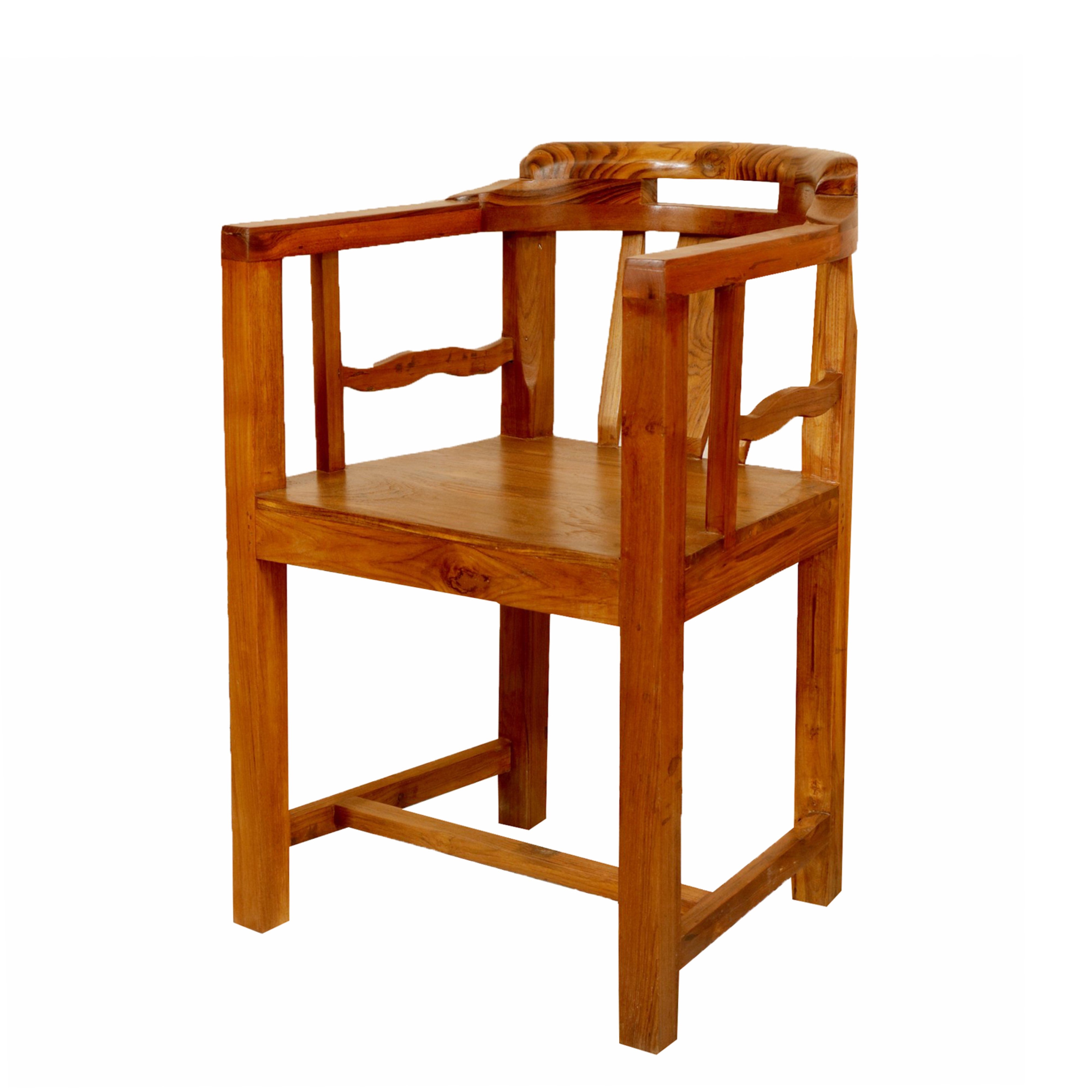 Rio Antique Natural Polish Handmade Square Arm Chair Arm Chair