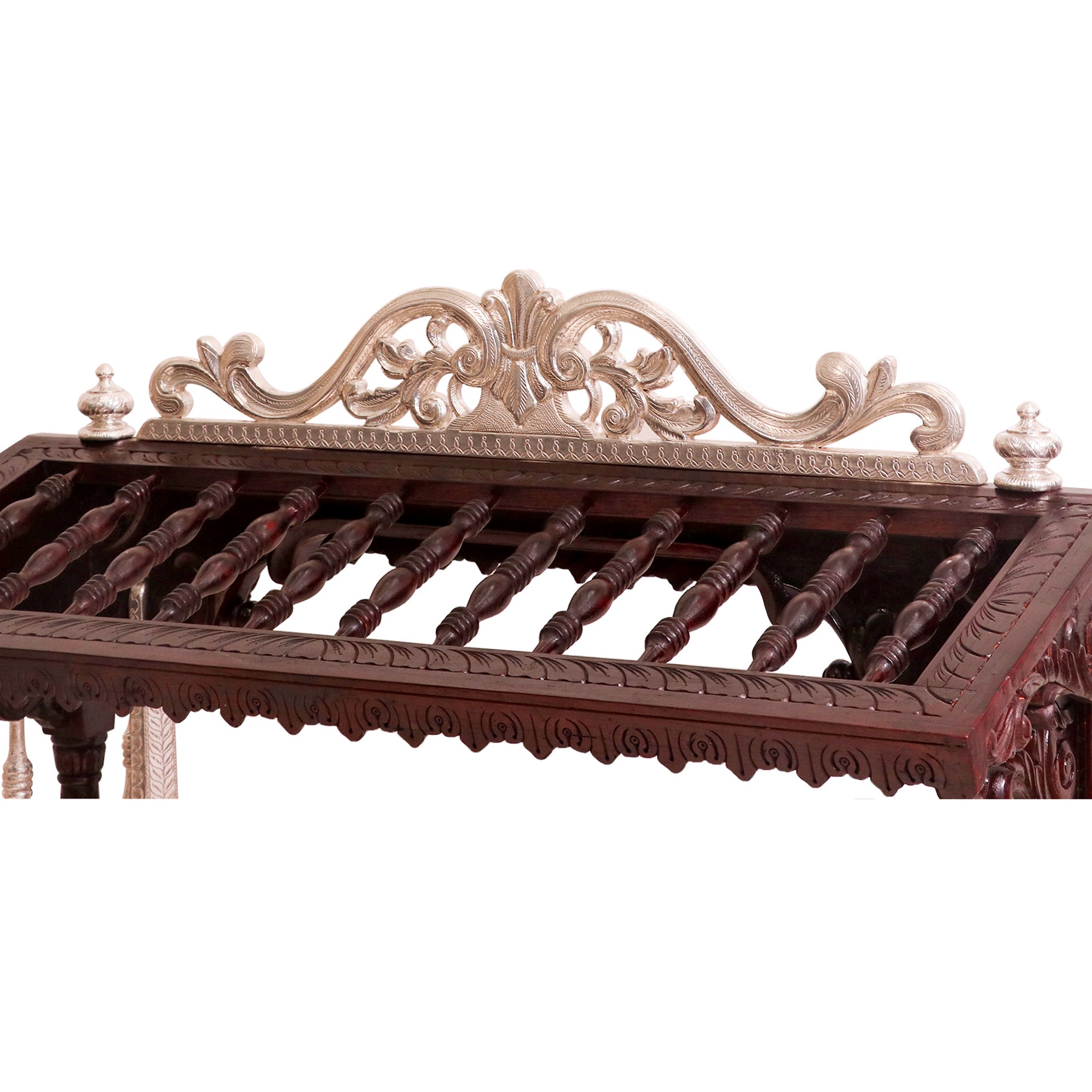 Antique White Metal Coated Teak Wooden Cradle Cradle