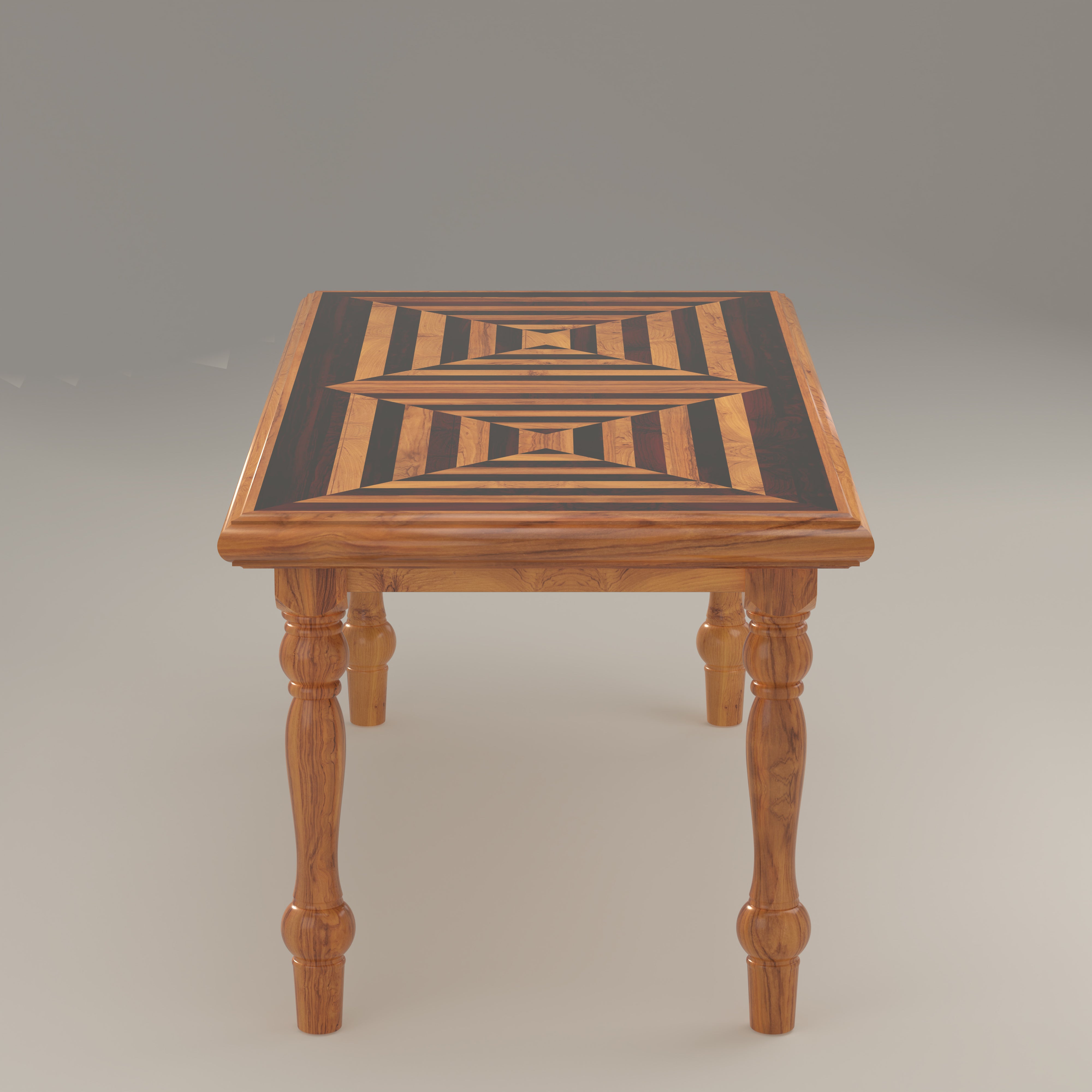 Antique Wooden Premium Inlay Round Leg Teak Dining Table Dining Table