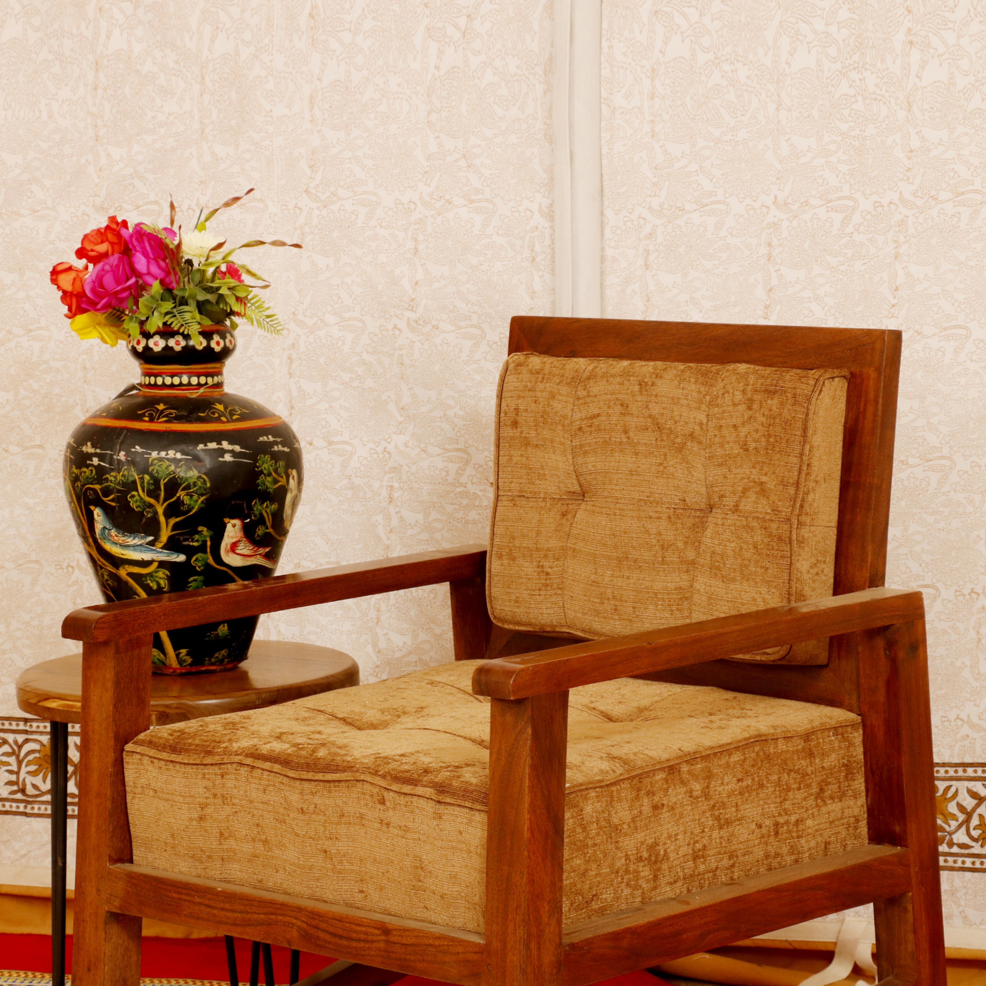 Classical Single Seater Relax Handmade Wooden Sofa Arm Chair