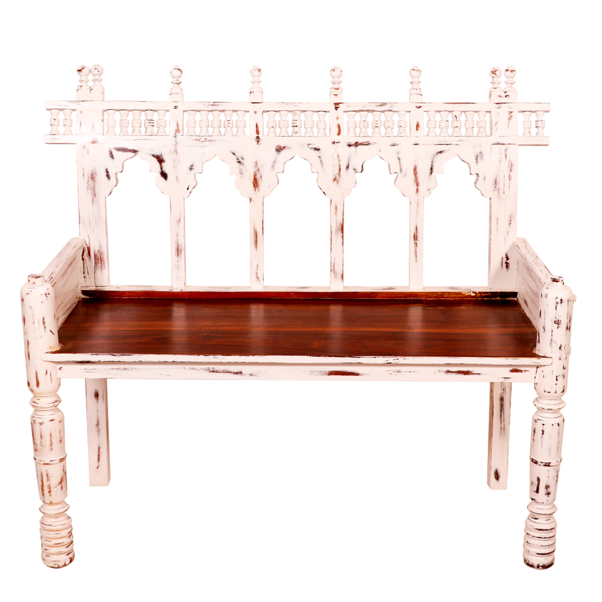 White Distressed Vintage Bench Bench