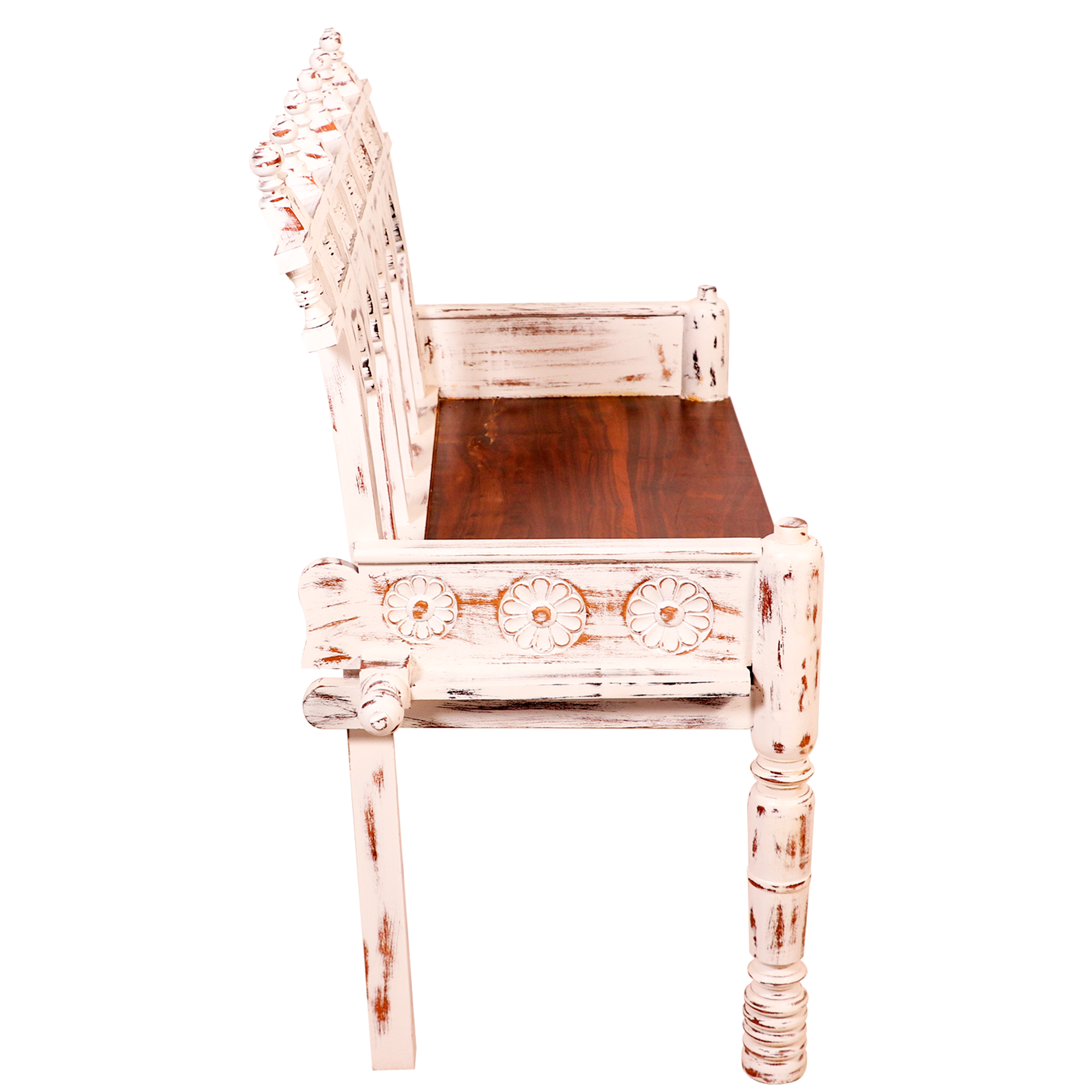 White Distressed Vintage Bench Bench