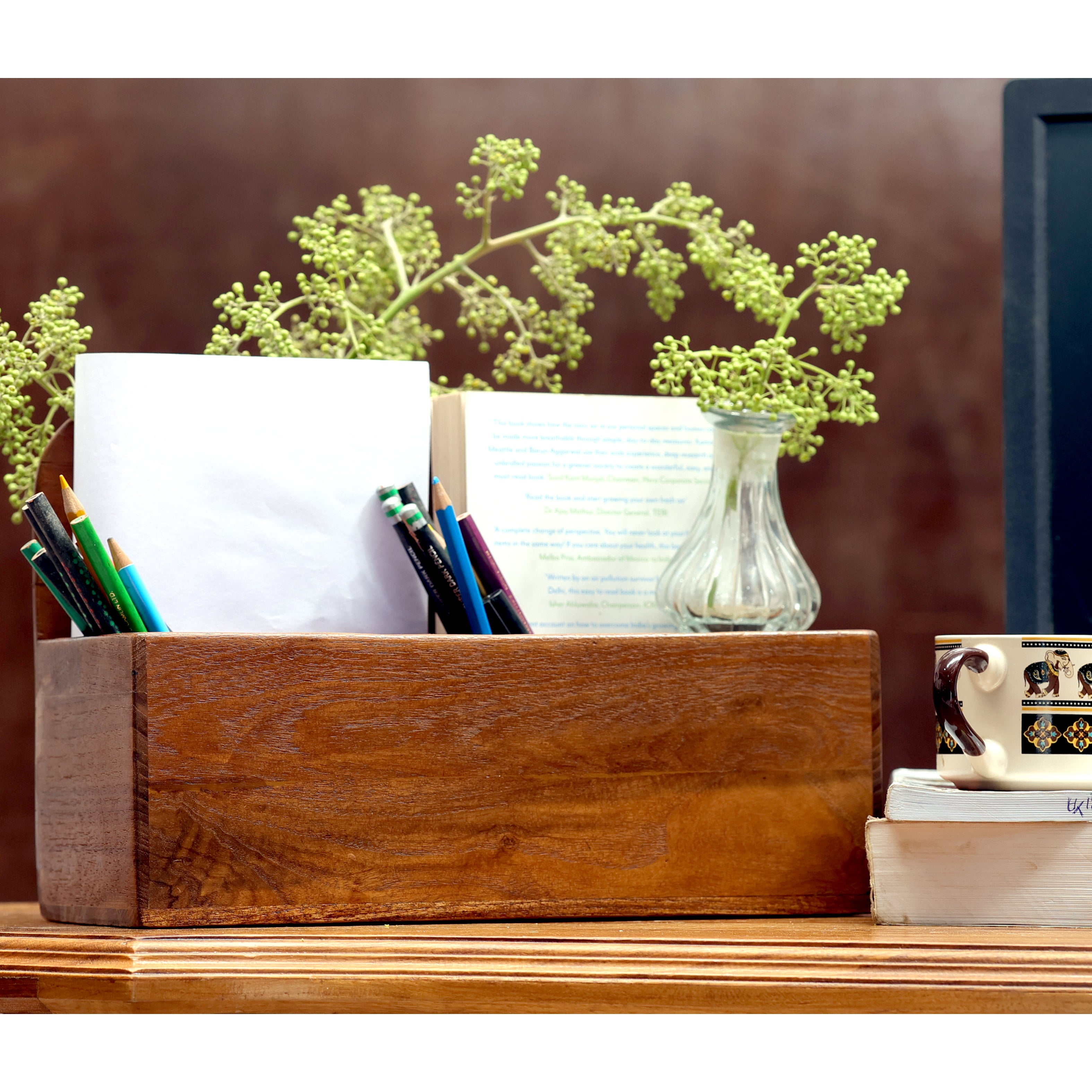 Wooden Multi Slots Desk Organiser Desk Organizer