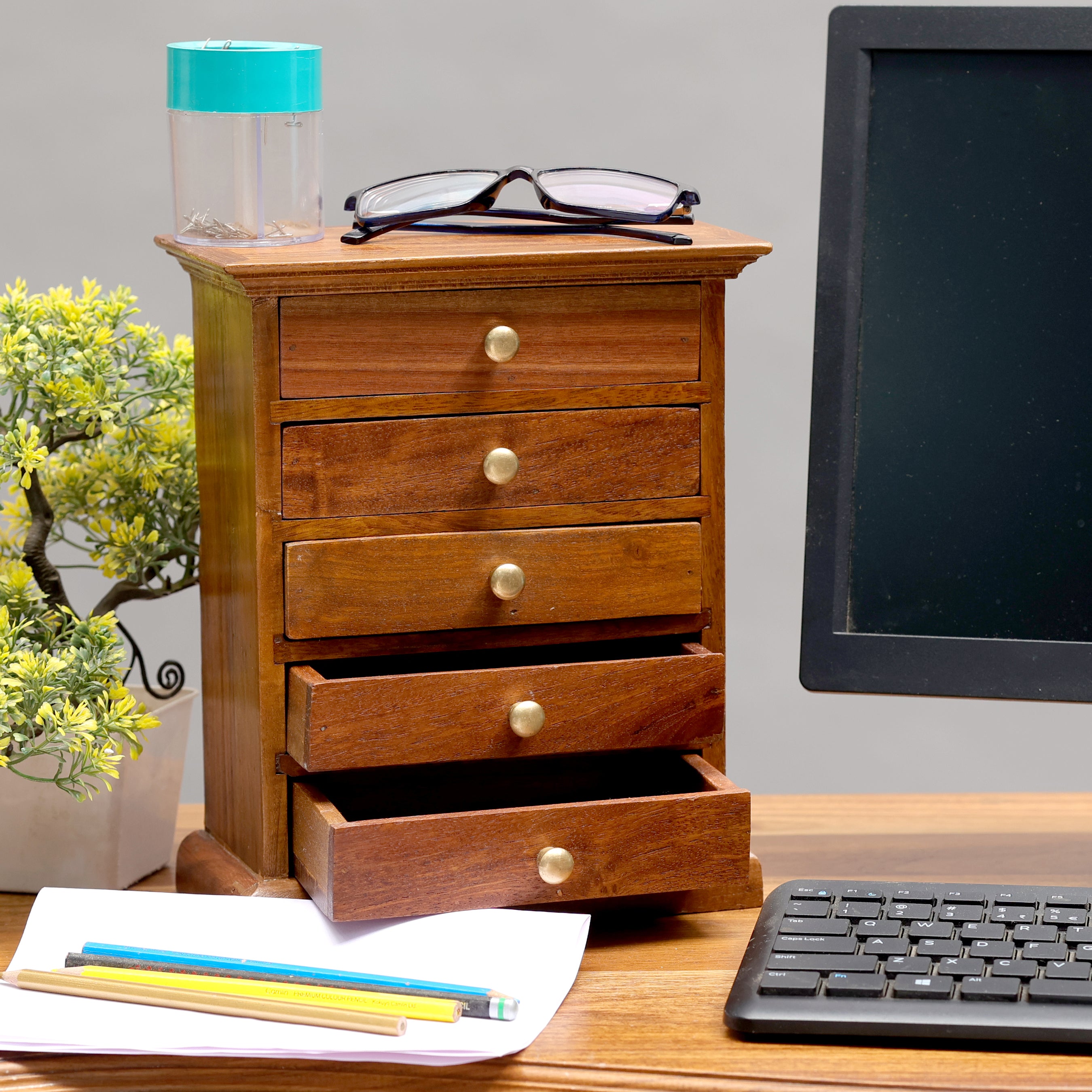 5 Drawer Pillar Box Bureau Desk Organizer