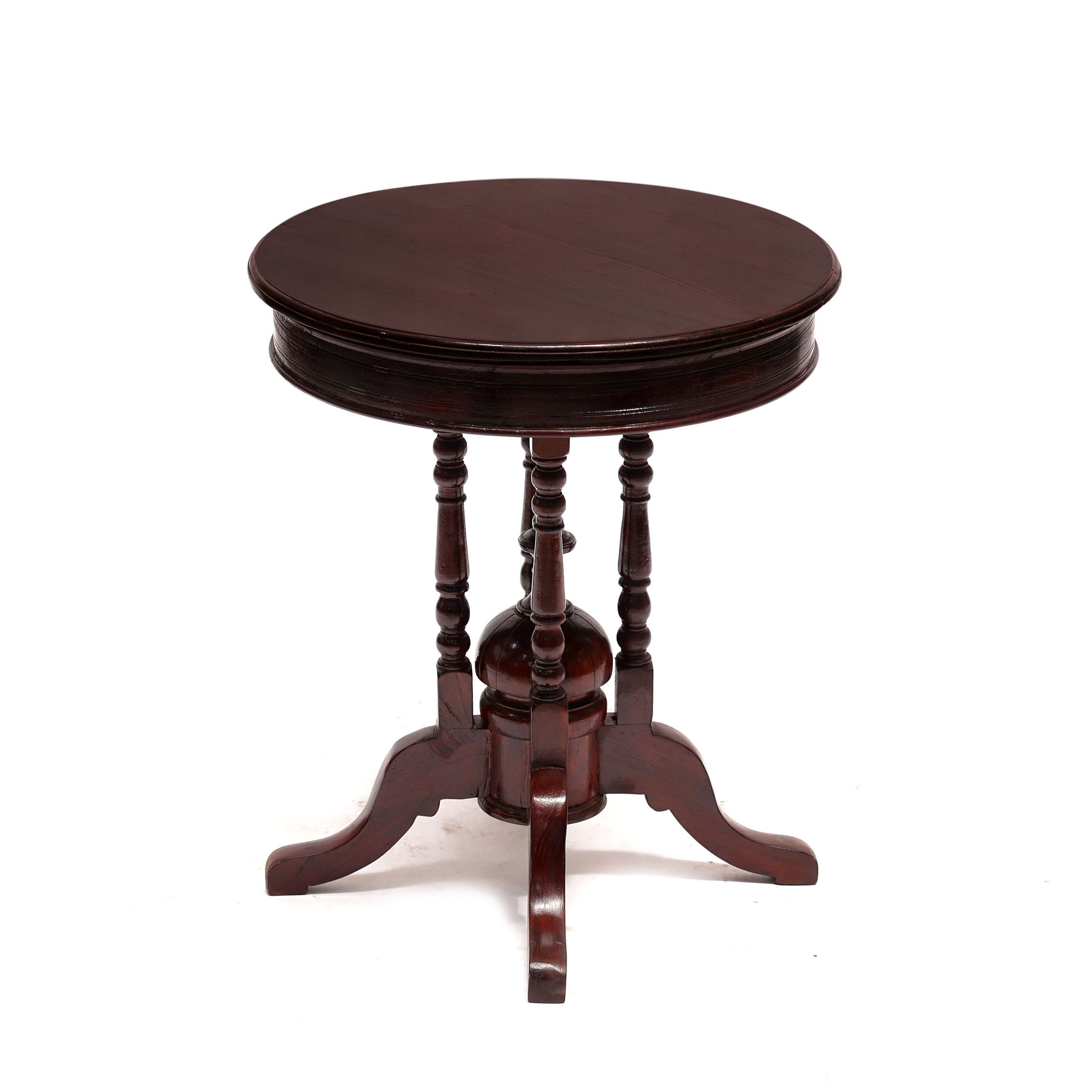 Carved Round End Table End Table