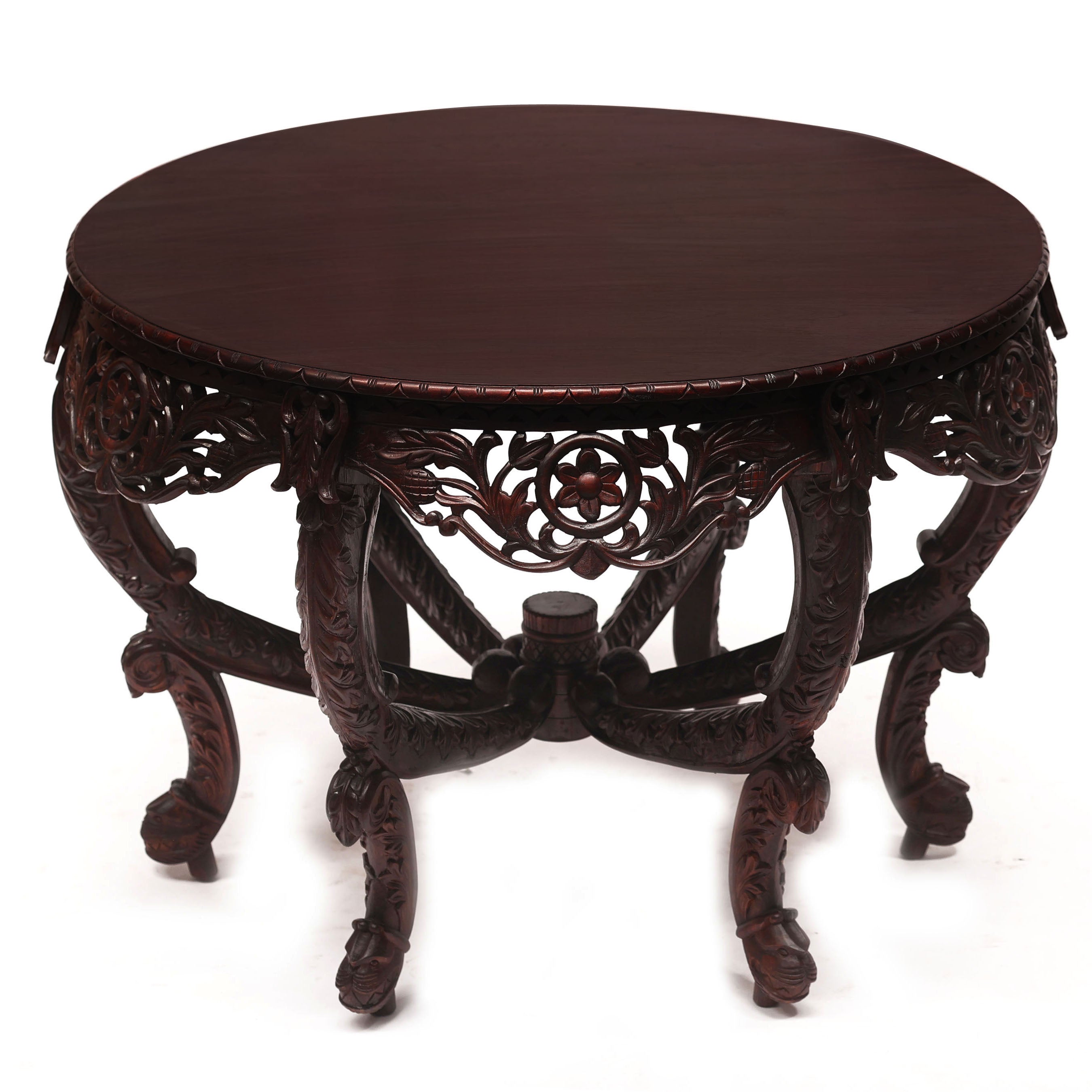 Royal inquisitive Carved Teak Round Table Console Table