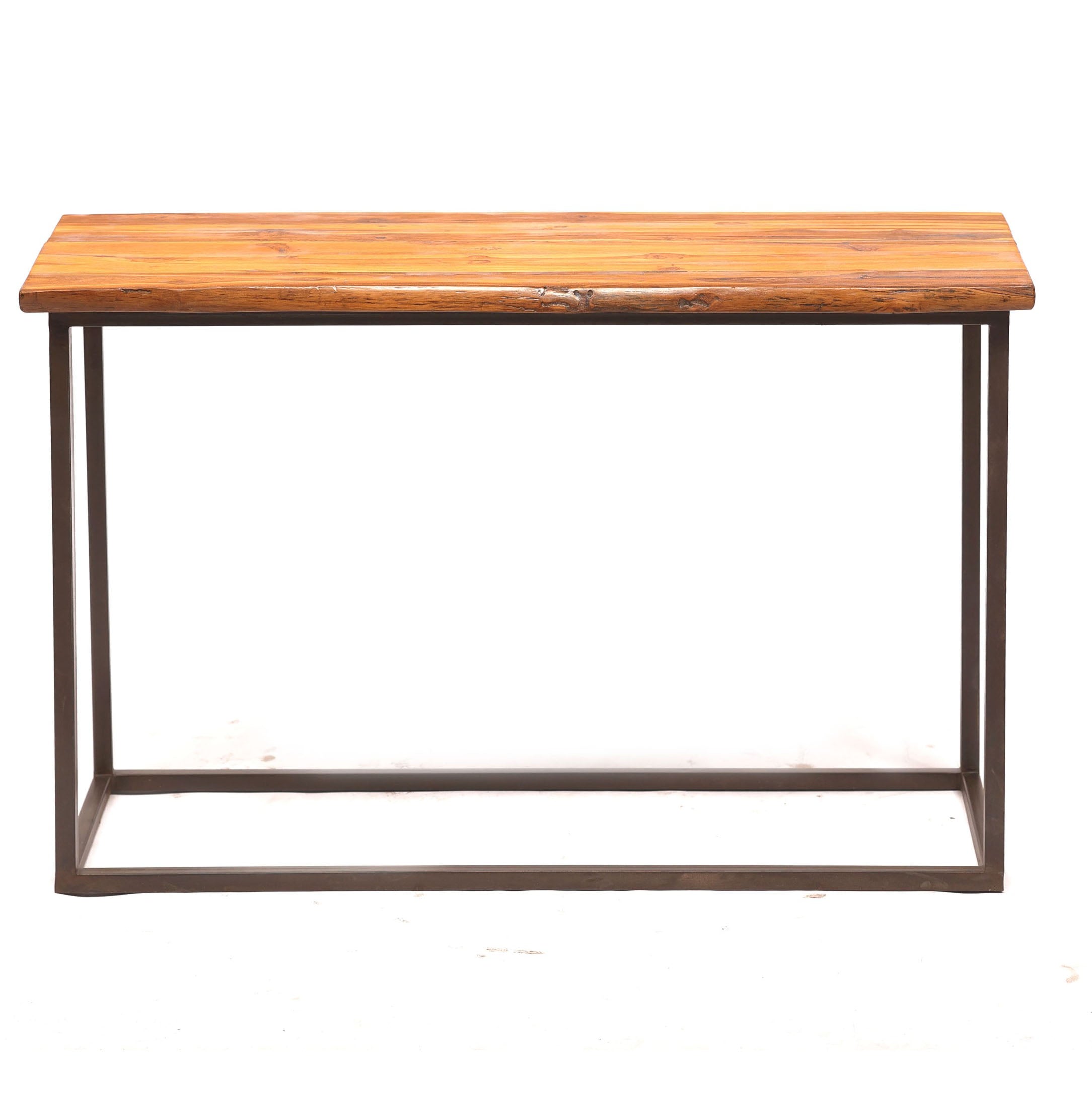 Heritage Finish Metallic Stand Solid wood Top Console Table Console Table