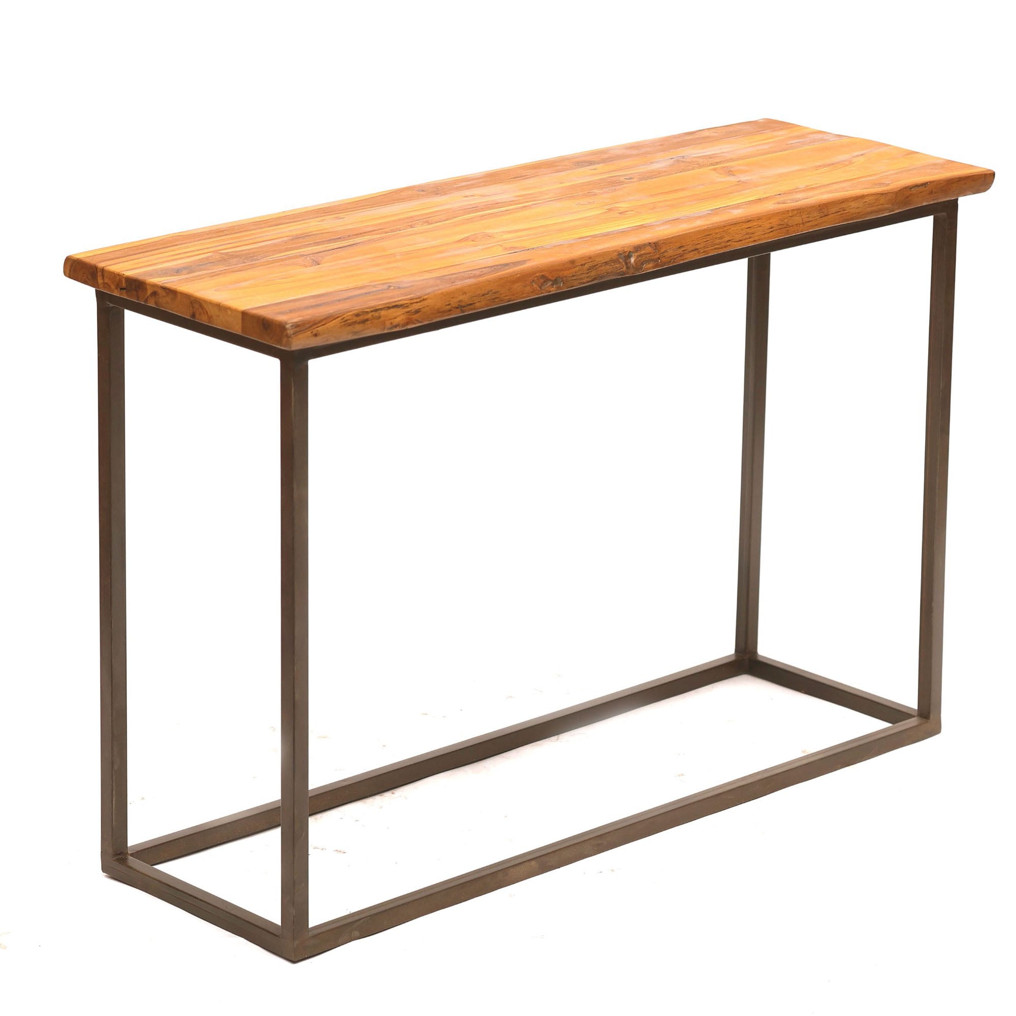 Heritage Finish Metallic Stand Solid wood Top Console Table Console Table