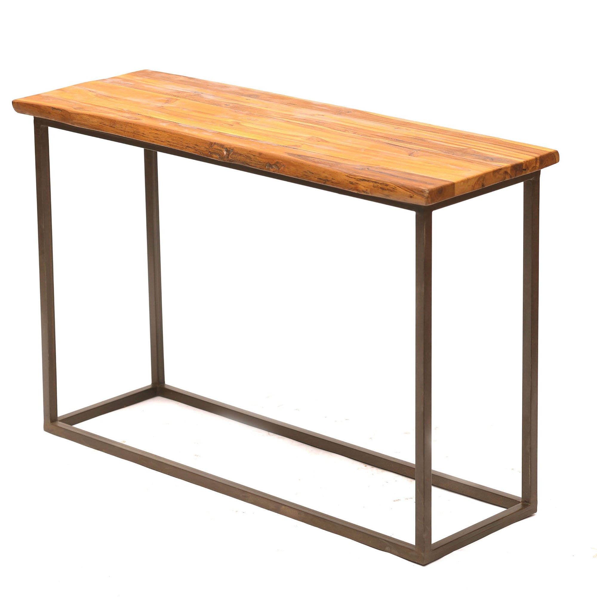 Heritage Finish Metallic Stand Solid wood Top Console Table Console Table