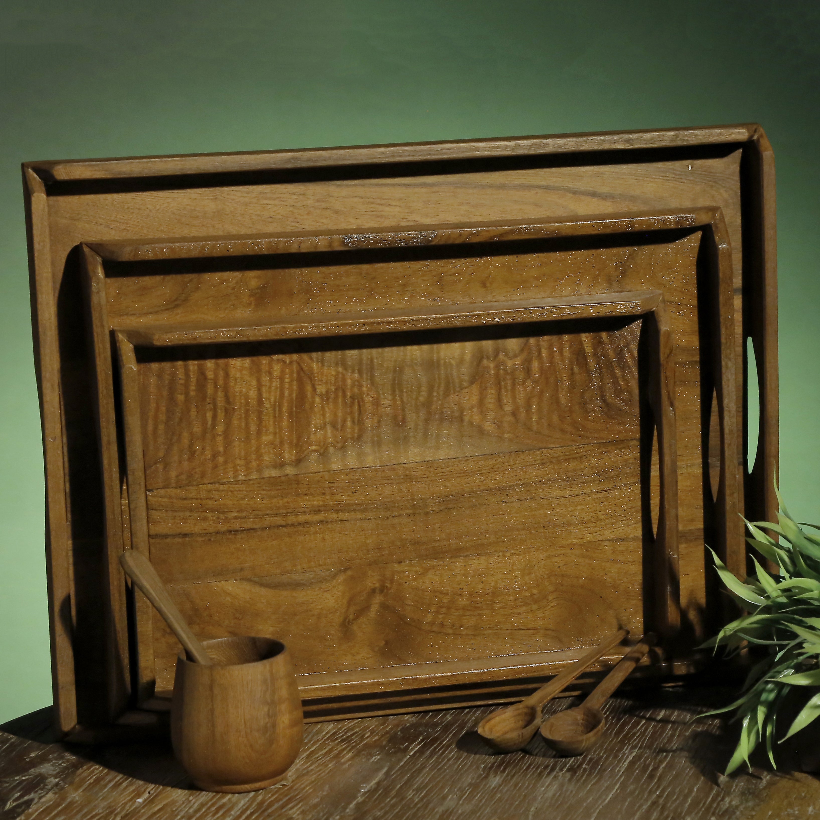 Solid Wood Tray Set - - Set of 3 Tray