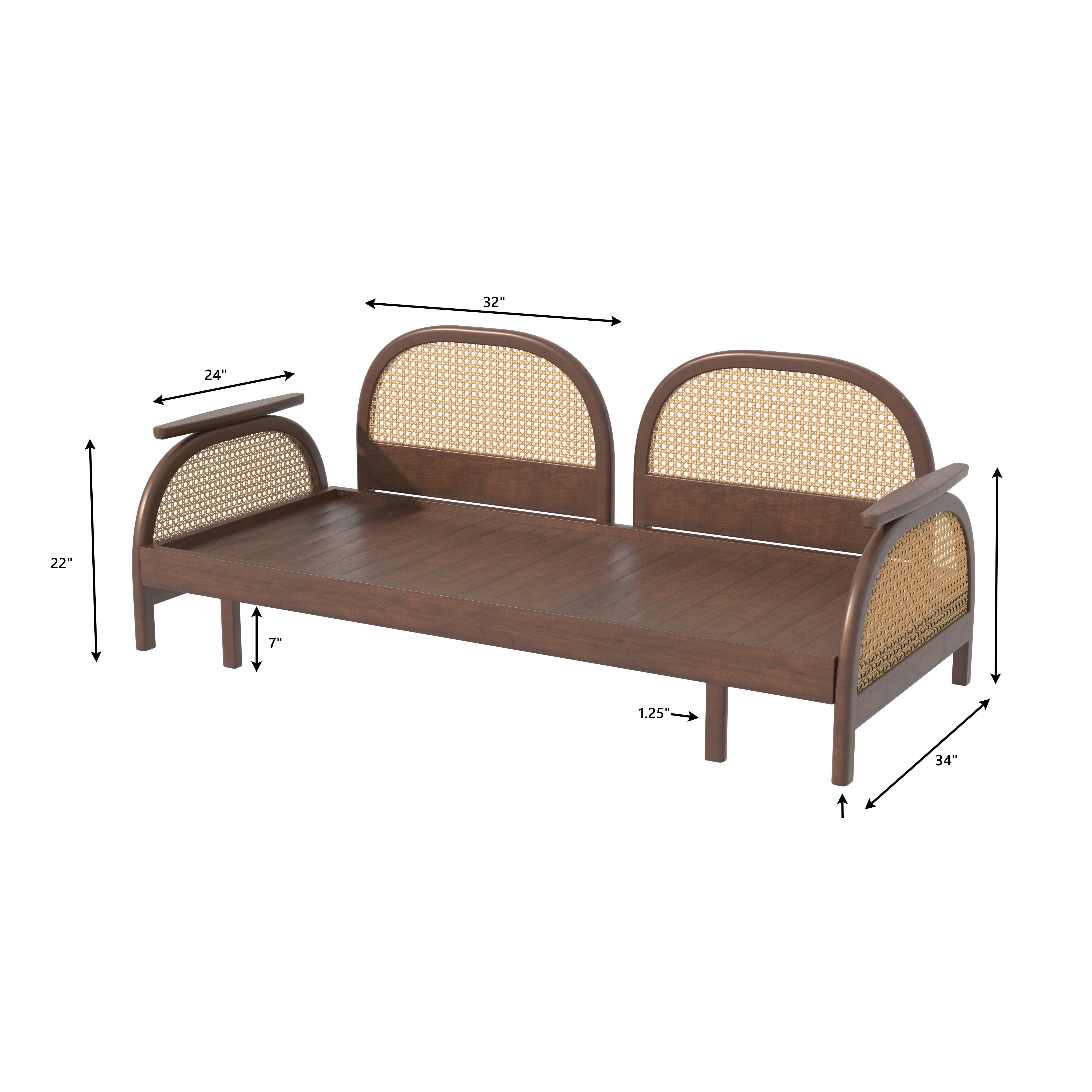 Luxury Cane-Inspired Day Bed with Curved Backrests and Extended Lounging Design Sofa cum bed