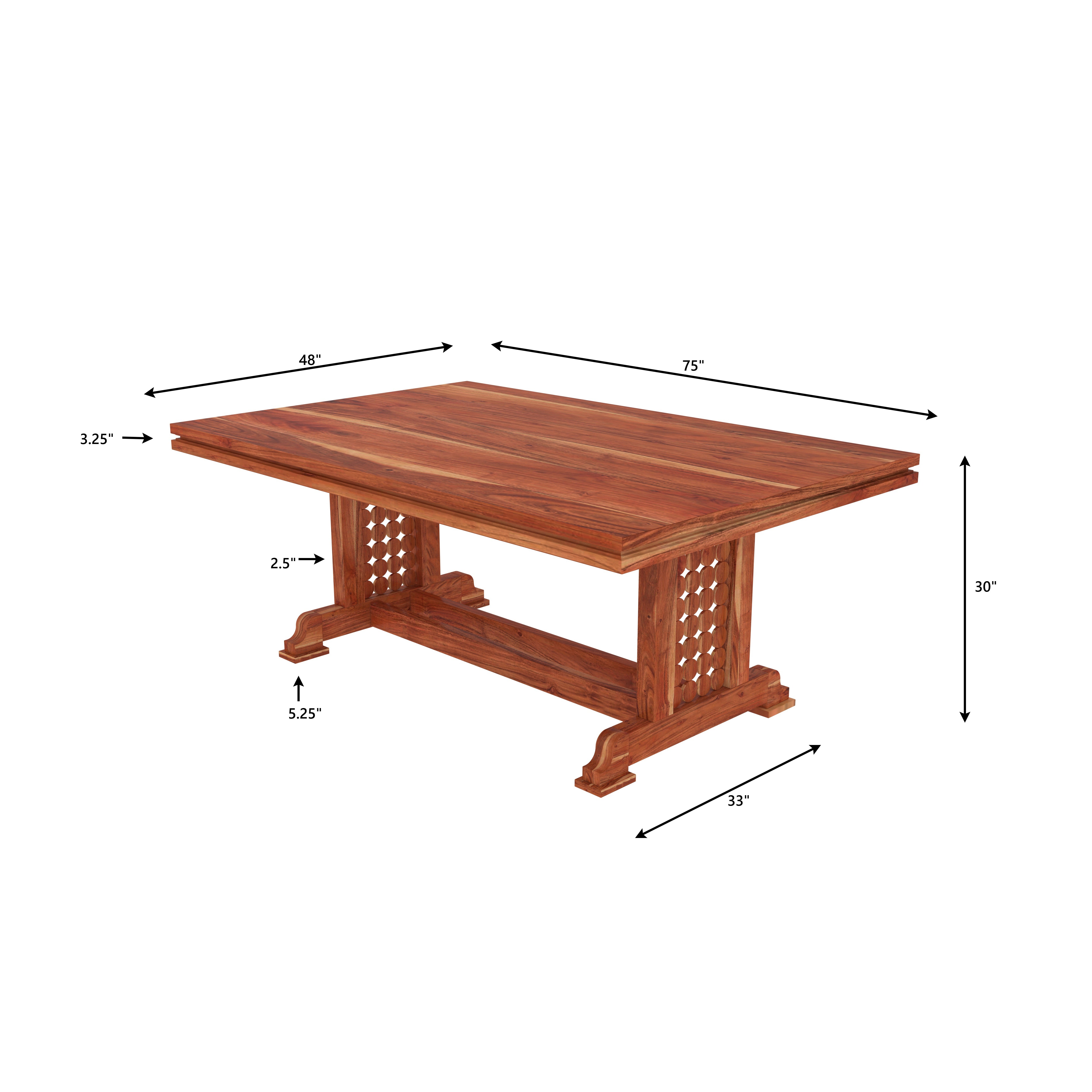 Traditional 4-Seater Wooden Dining Table Set with Decorative Backrest Design Dining Set