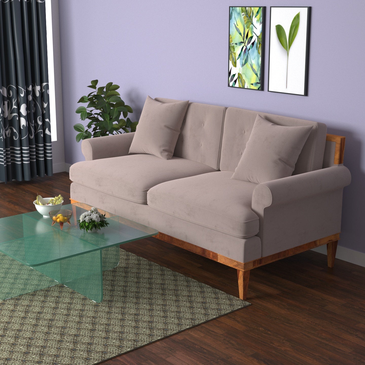 Antique Light Dove Shaded Premium 2 Seater Sofa Sofa
