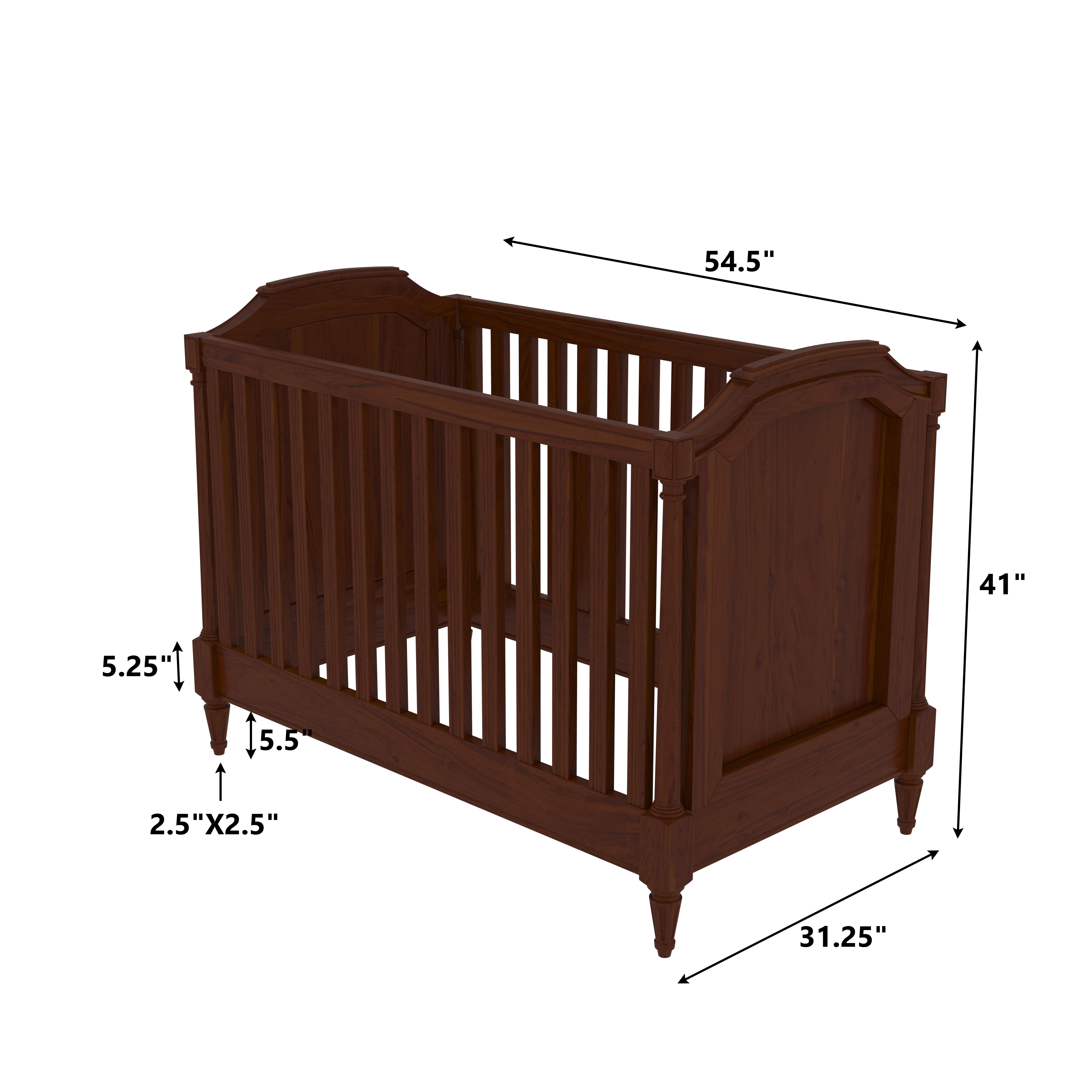 Antique Richard Brown Finished Wooden Handmade Cradle Cradle