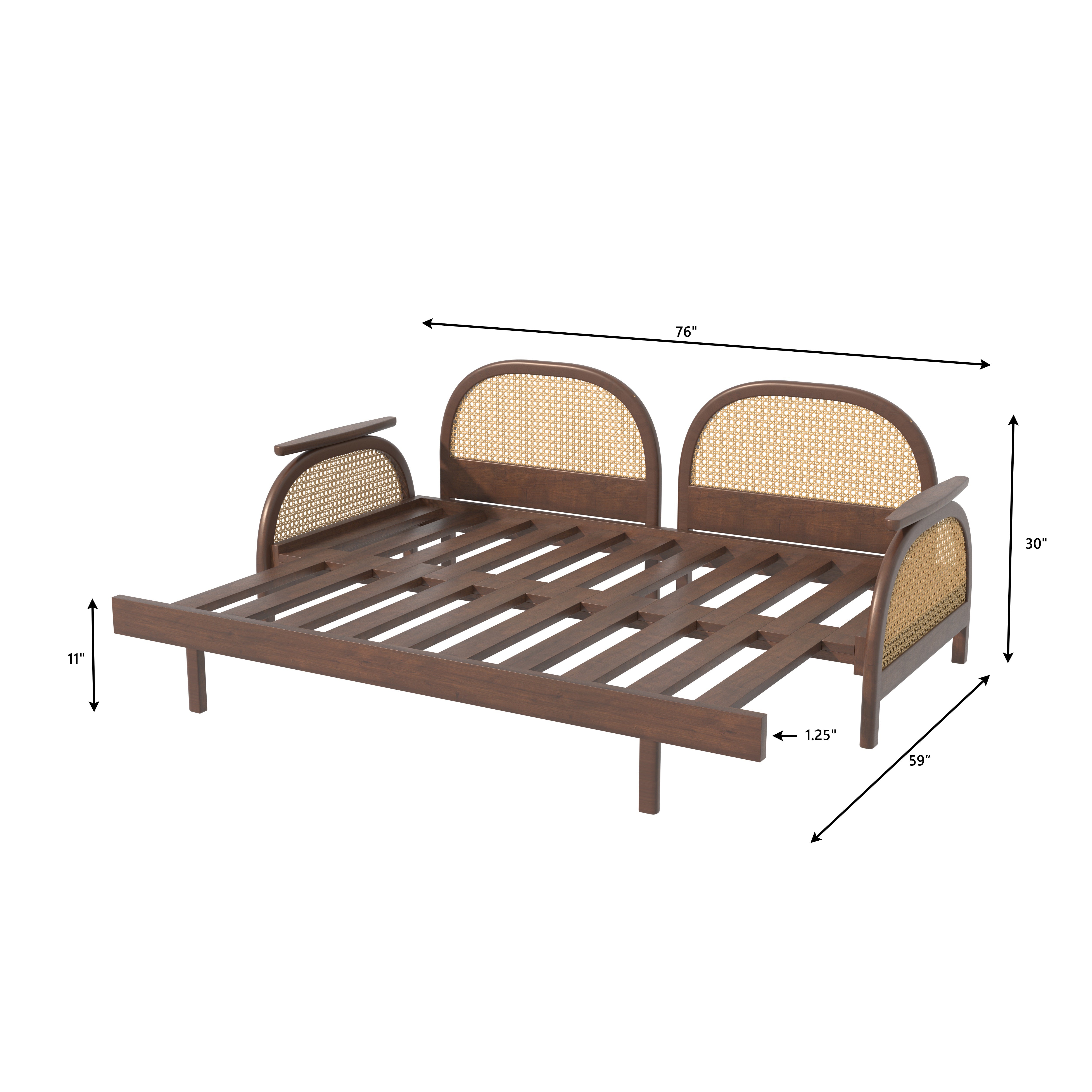 Luxury Cane-Inspired Day Bed with Curved Backrests and Extended Lounging Design Sofa cum bed