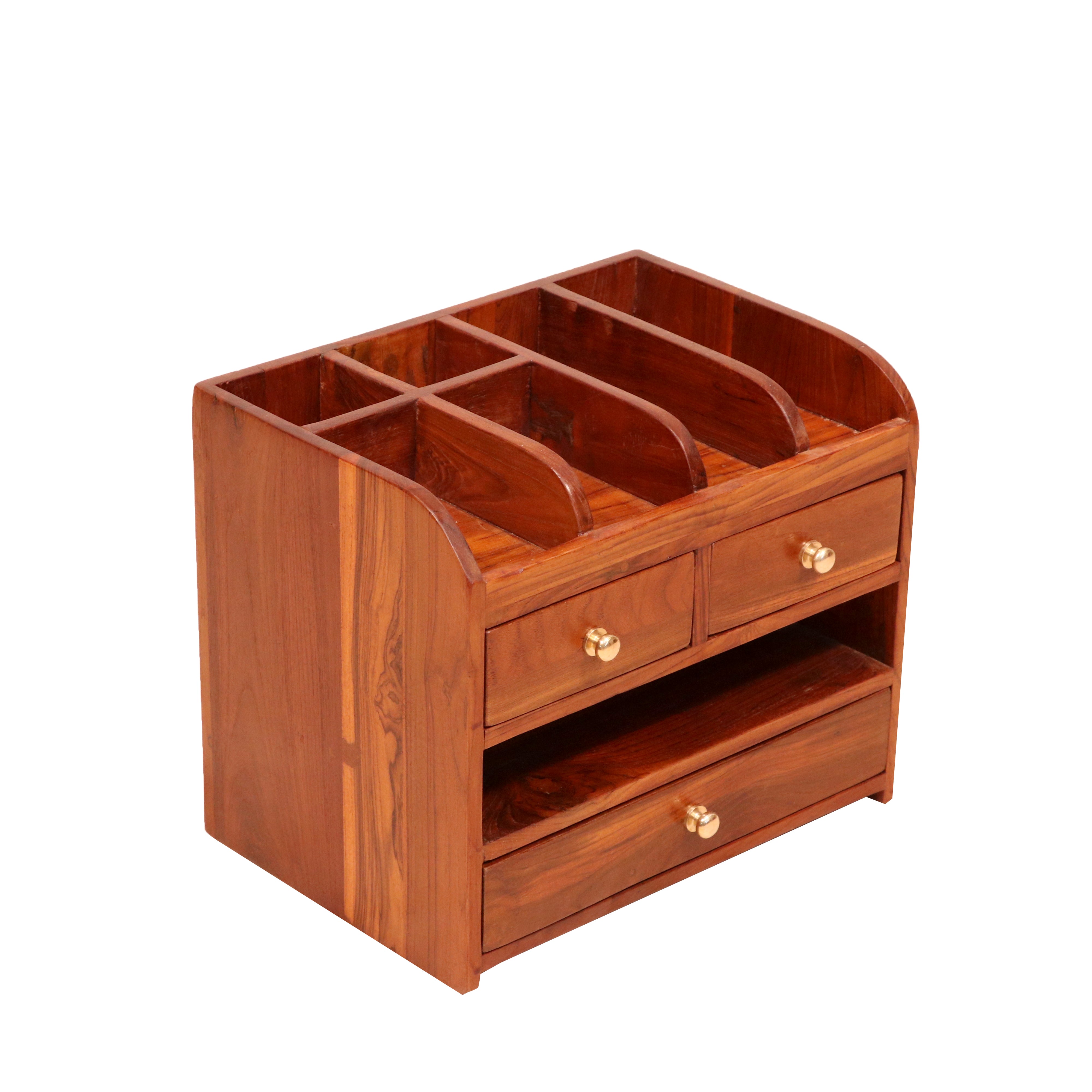 Traditional Multi-Storage Vintage Handmade Wooden Desk Organizer for Office Desk Organizer