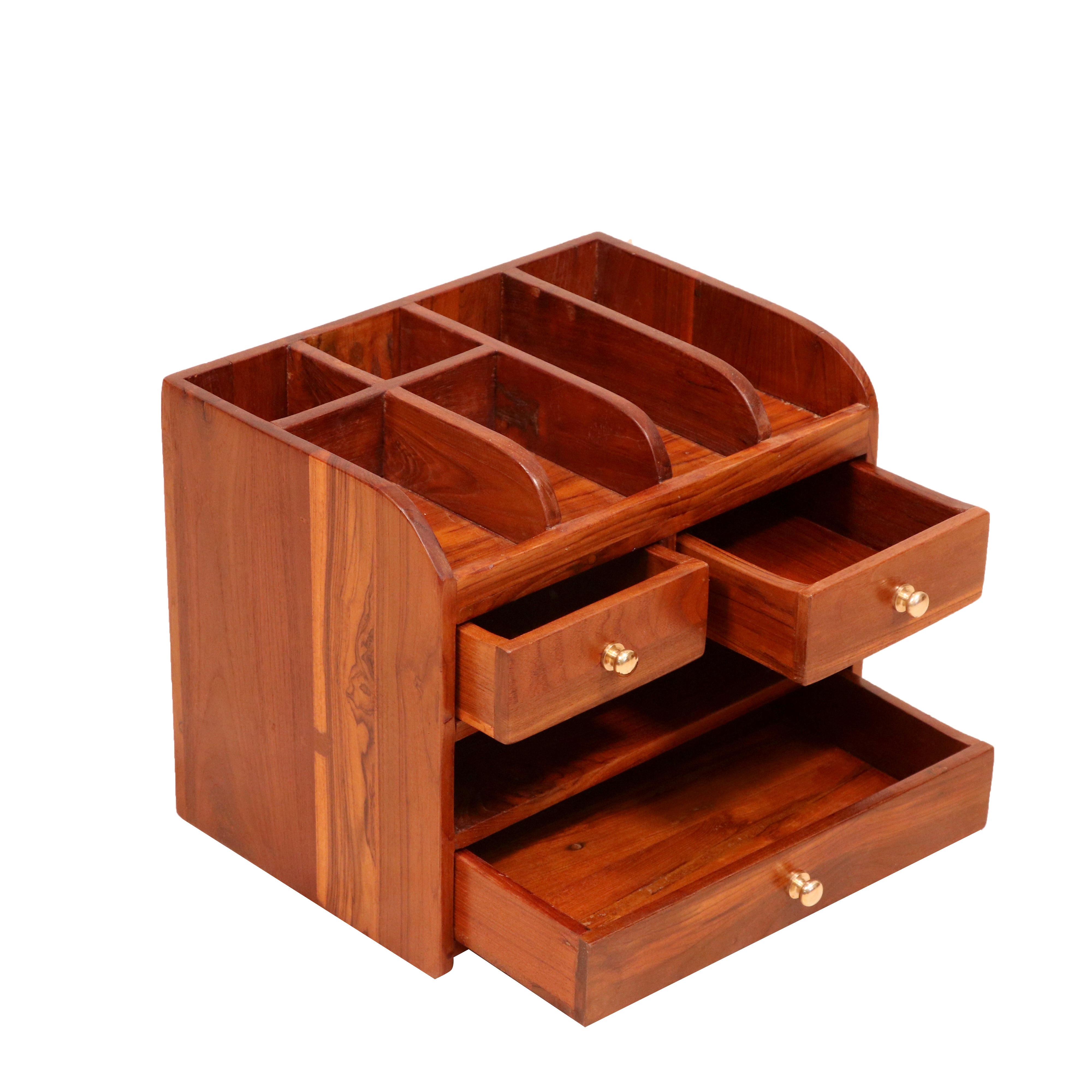 Traditional Multi-Storage Vintage Handmade Wooden Desk Organizer for Office Desk Organizer