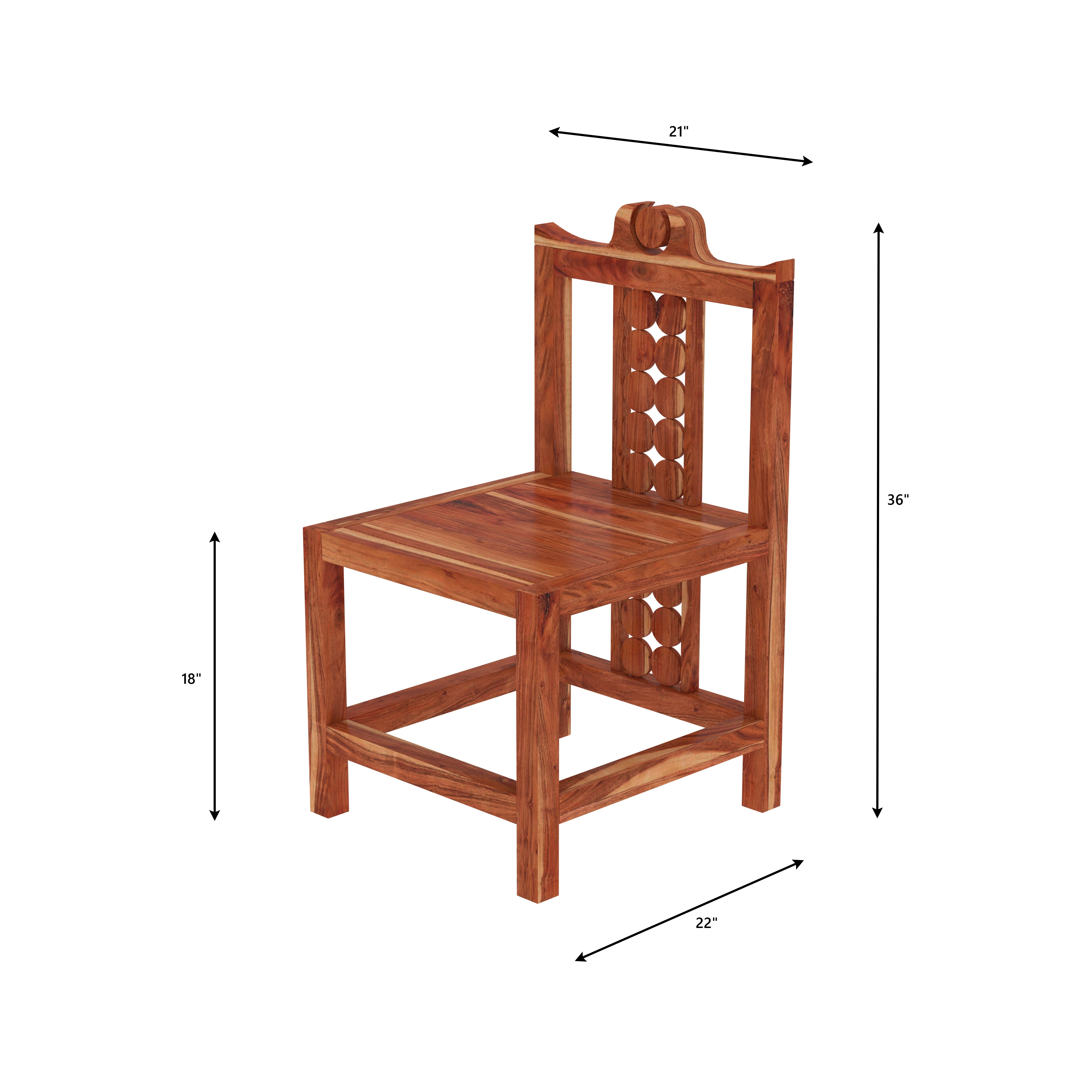 Traditional 4-Seater Wooden Dining Table Set with Decorative Backrest Design Dining Set