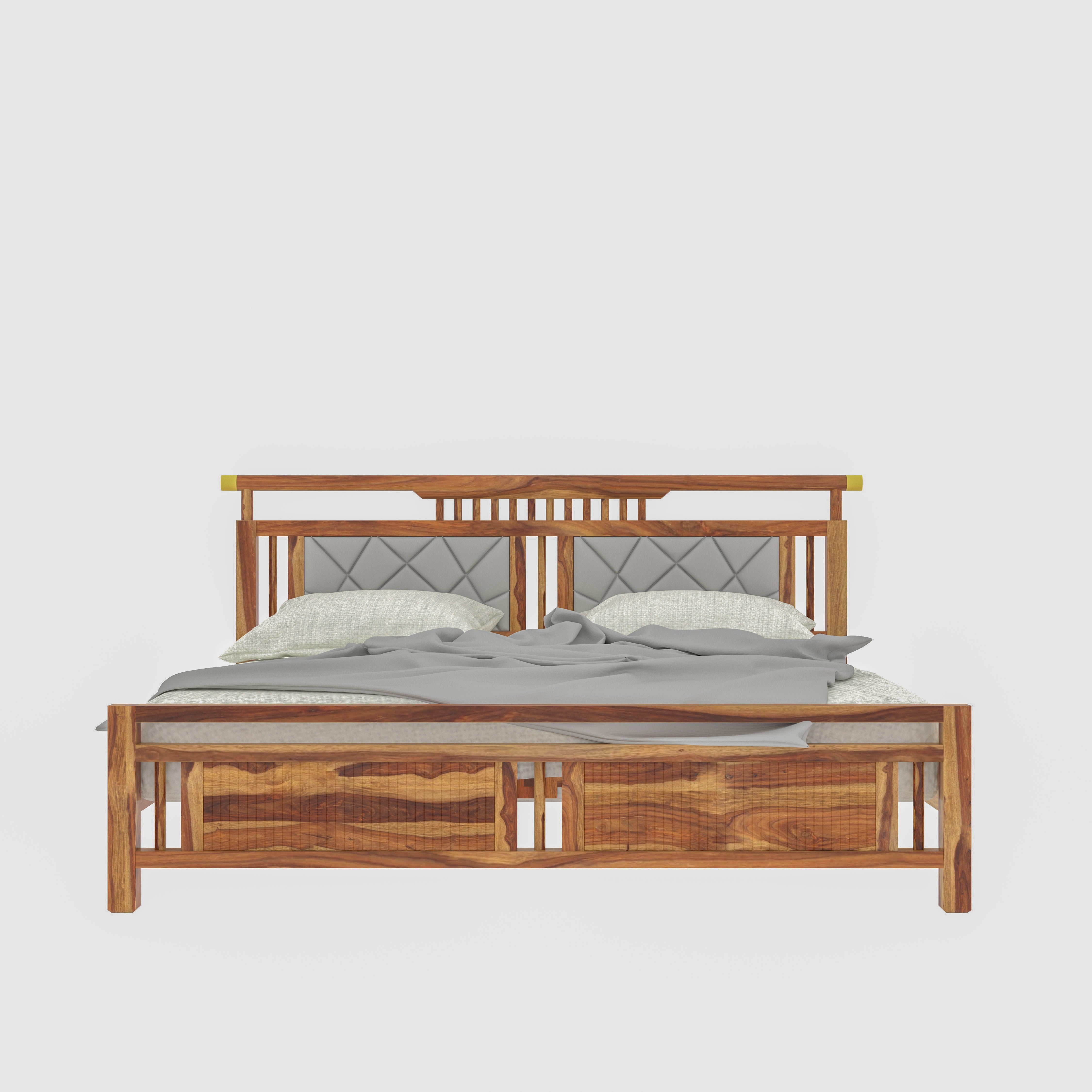 Vintage Natural Crown Finished Wooden Antique Handmade Bed Bed