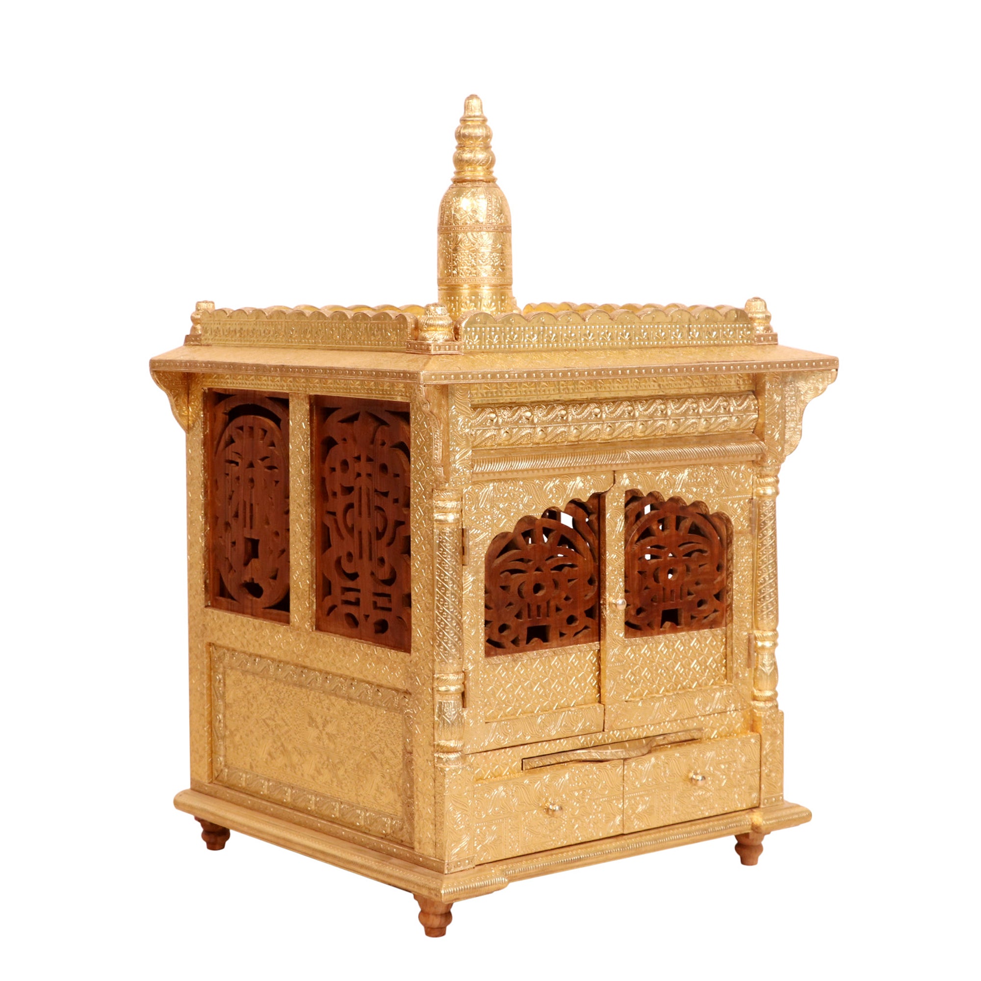 Brass Fitted Teak wood Royal Rajdhani Temple Temple