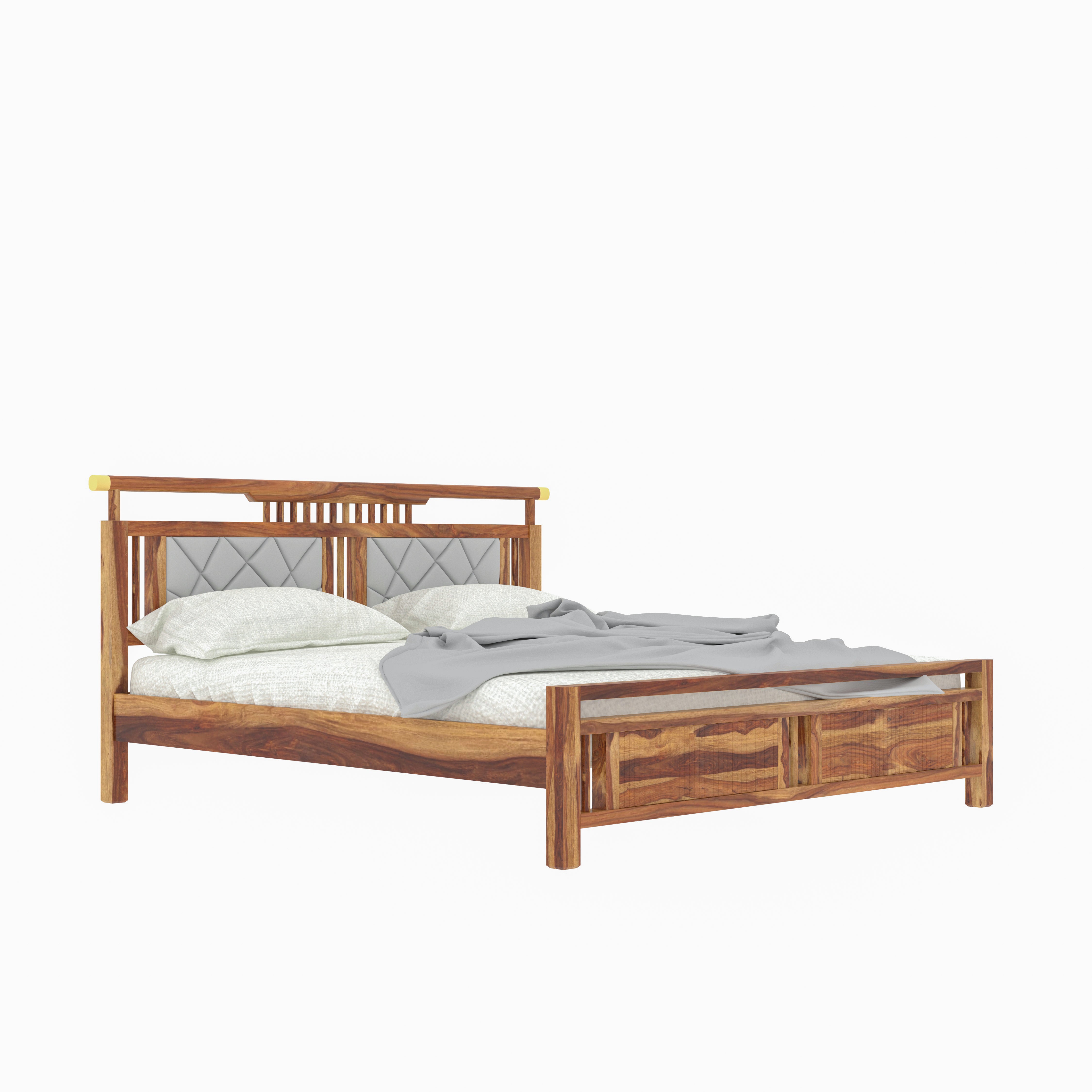 Vintage Natural Crown Finished Wooden Antique Handmade Bed Bed