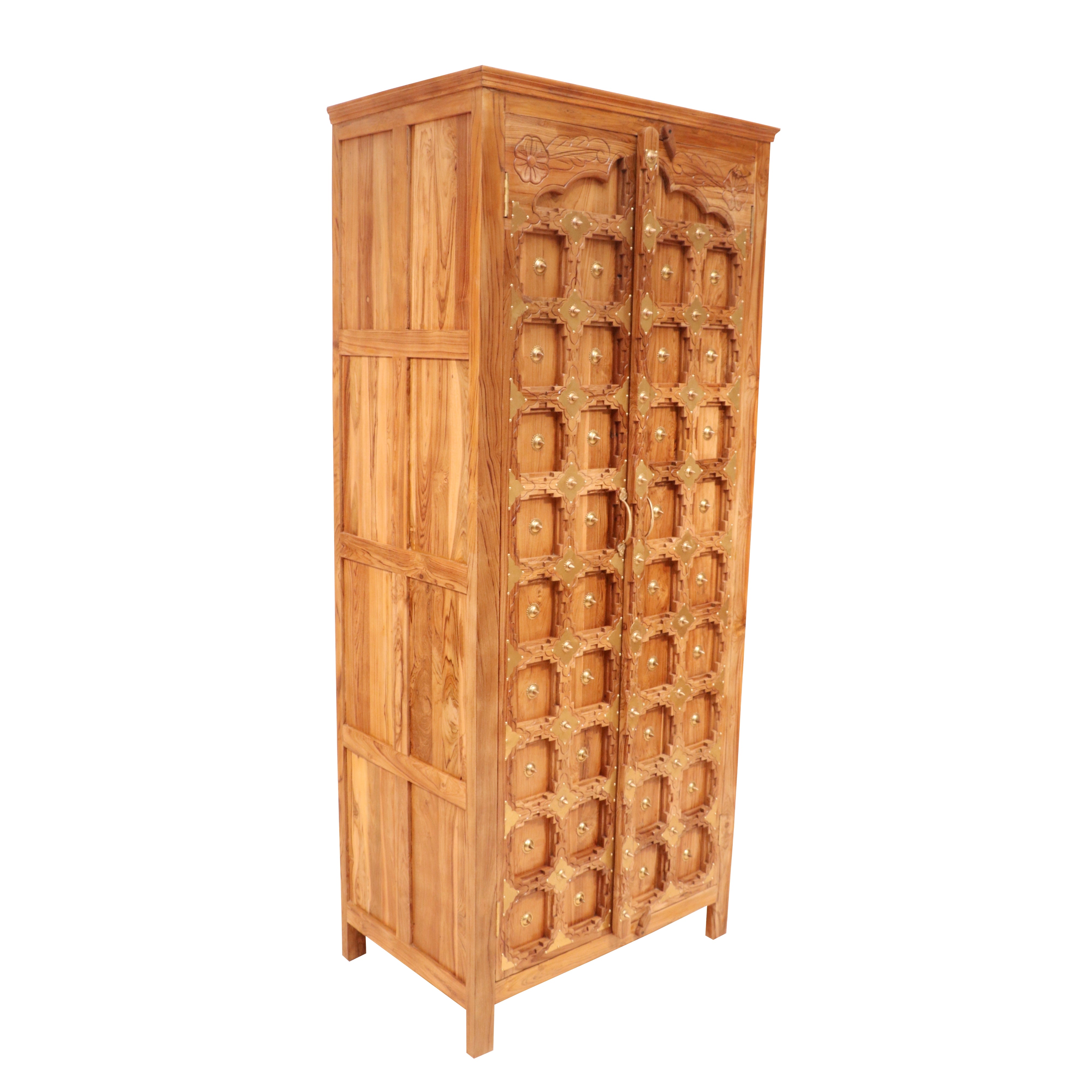 Classic Multiple Storage & Block Style Handmade Large Wooden Cupboard for Home Wardrobe