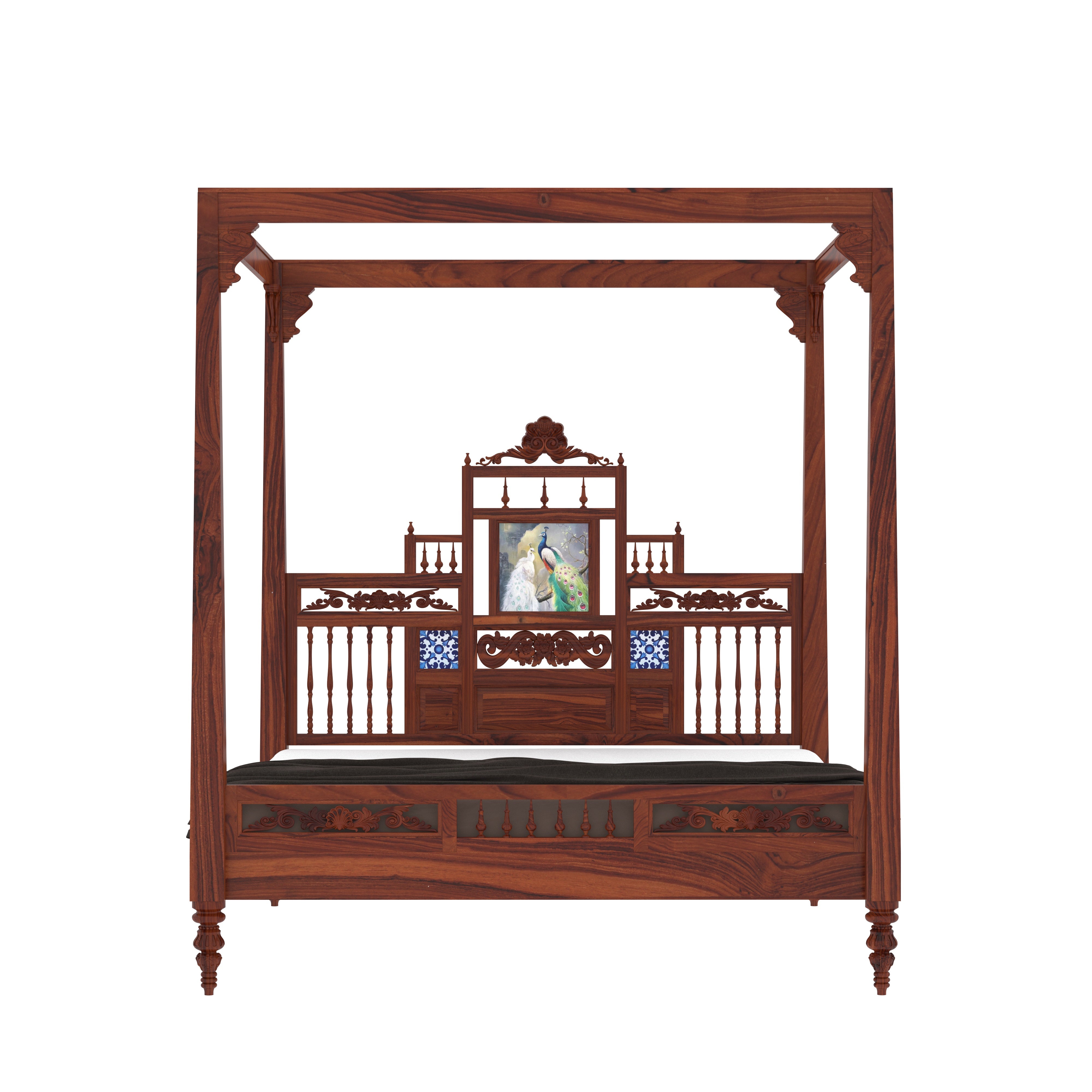 Classic Large Montage Finished Handmade Wooden Bed for Home Bed