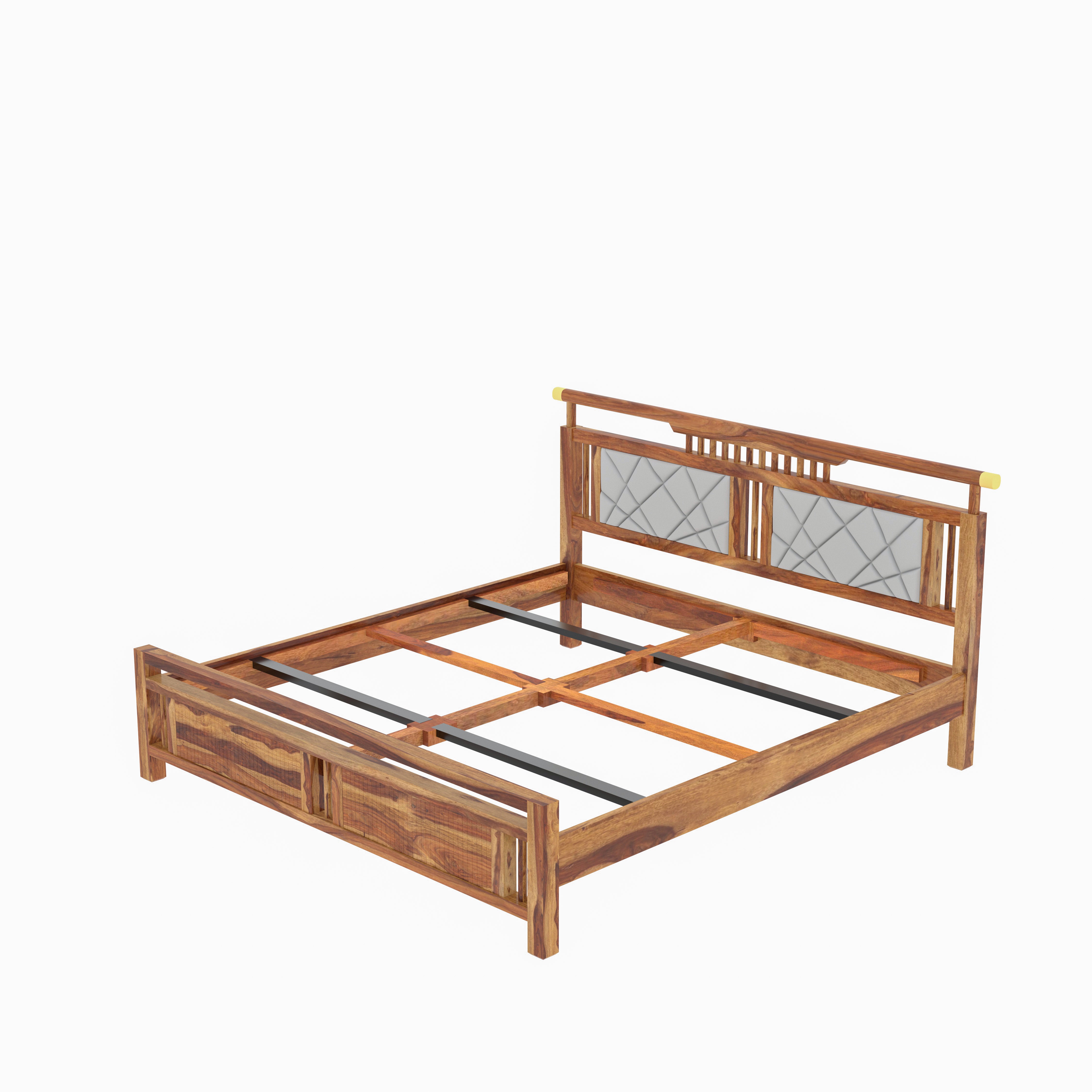 Vintage Natural Crown Finished Wooden Antique Handmade Bed Bed