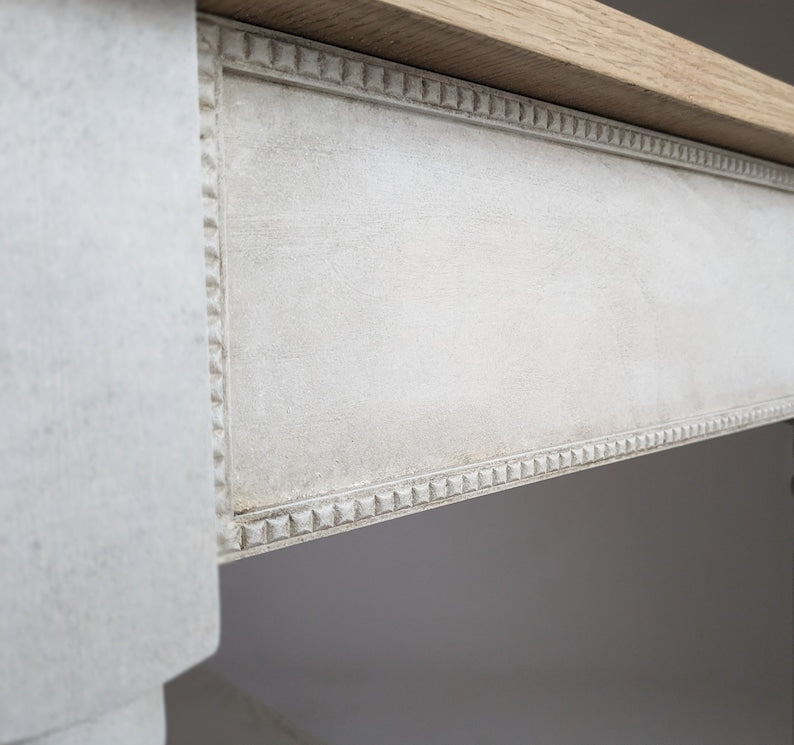 Ornate Baroque Console Table with Carved Details - Luxury White Finish Console Table