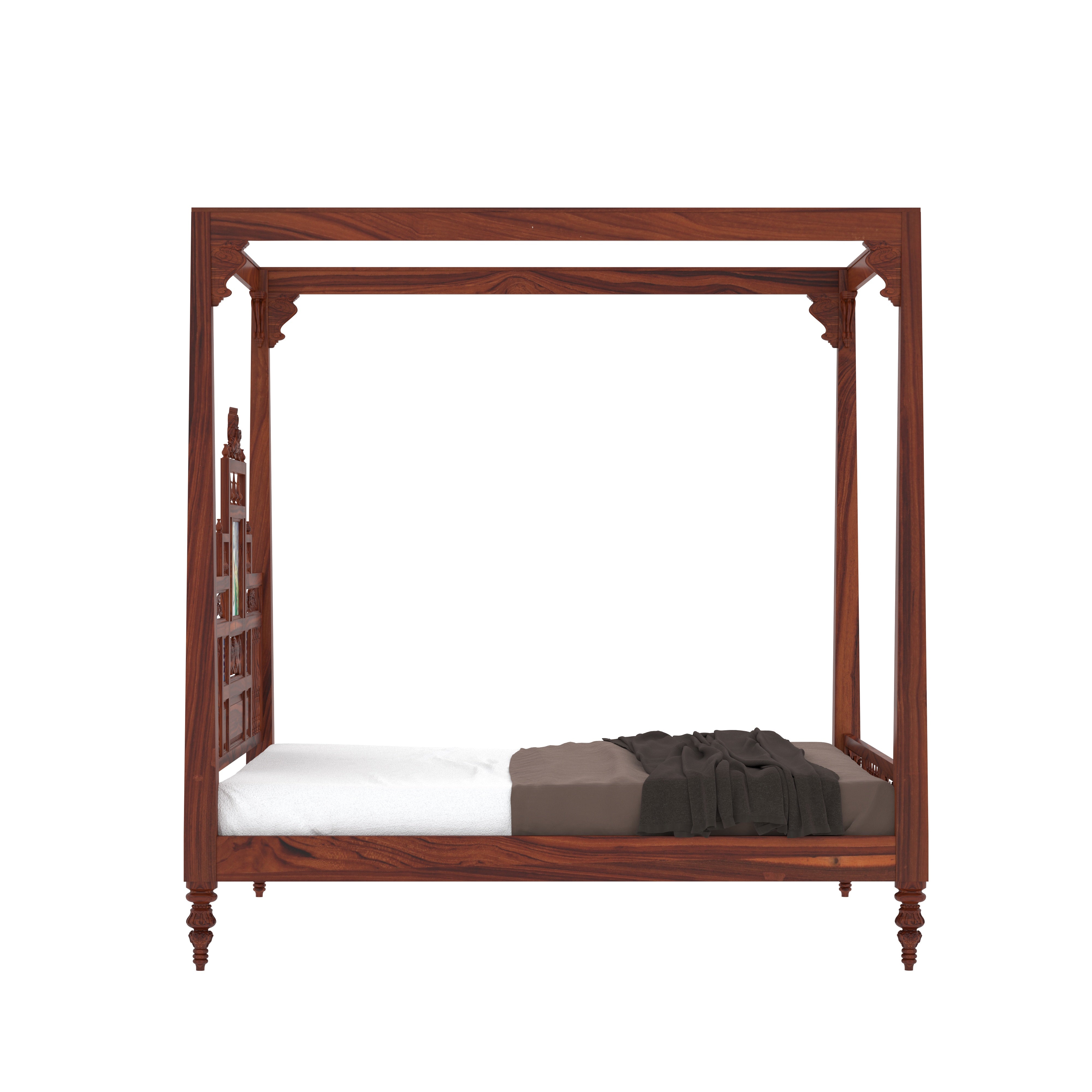 Classic Large Montage Finished Handmade Wooden Bed for Home Bed