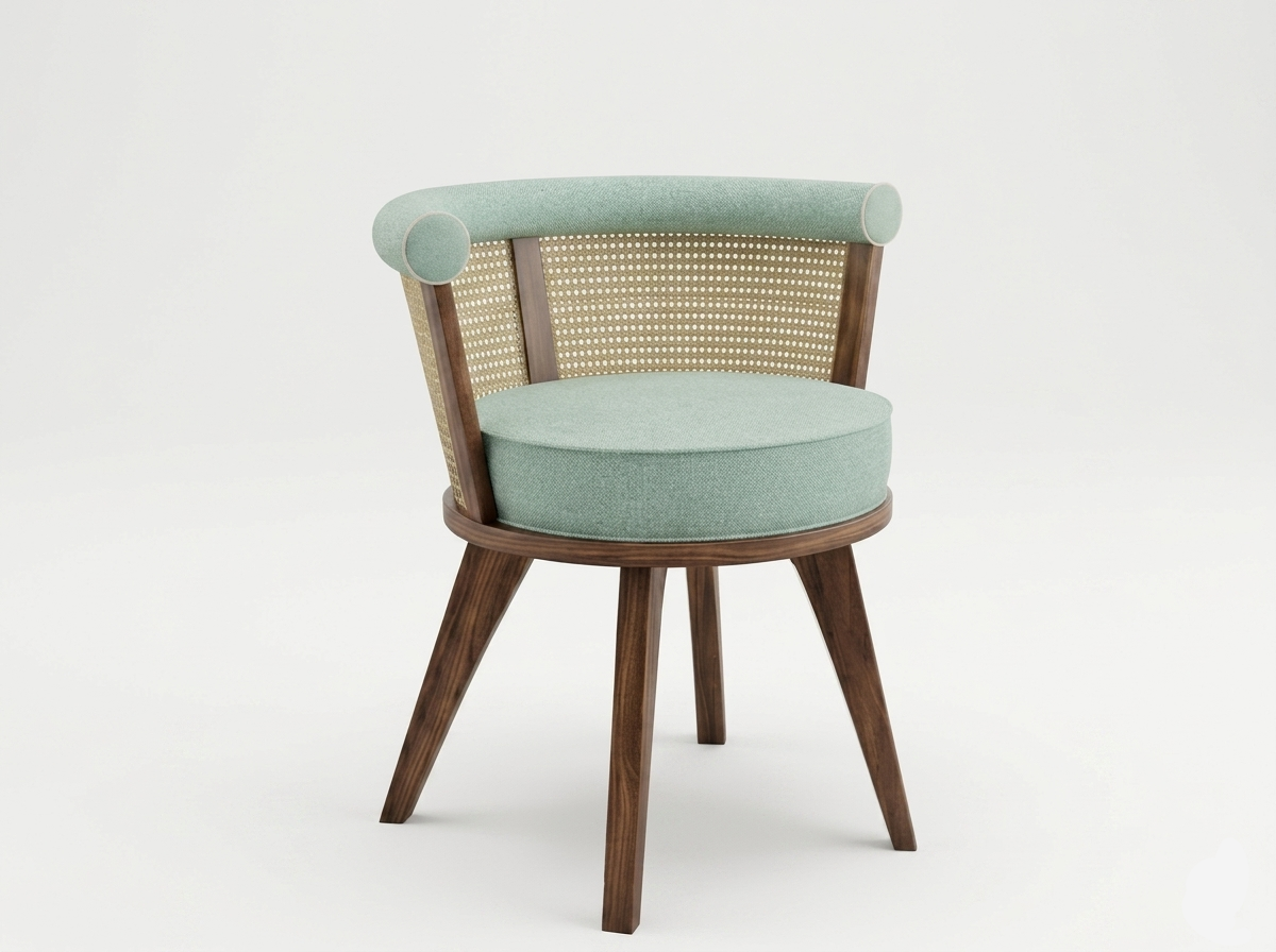 Round Cane Back Accent Chair Arm Chair