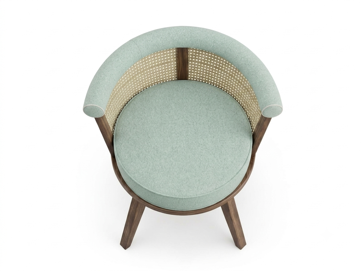 Round Cane Back Accent Chair Arm Chair