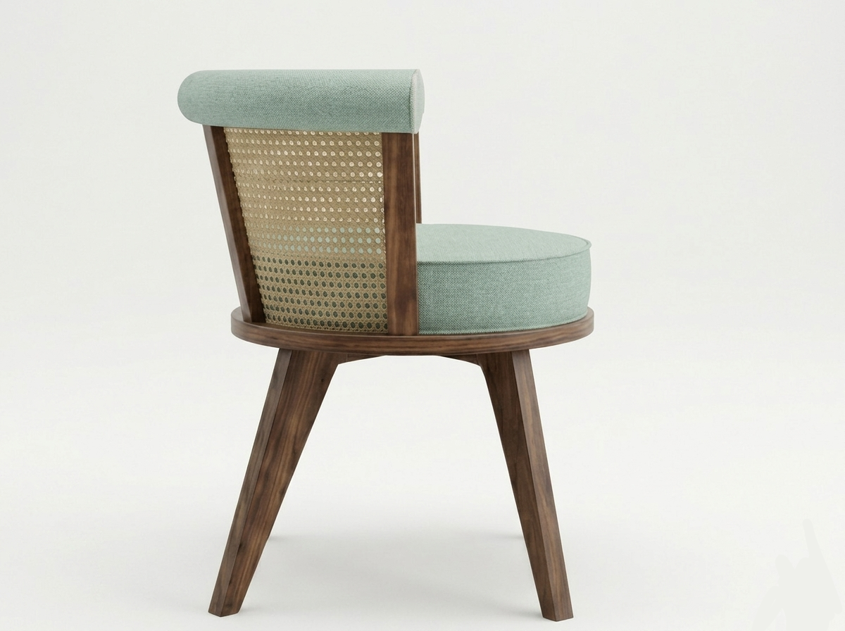 Round Cane Back Accent Chair Arm Chair