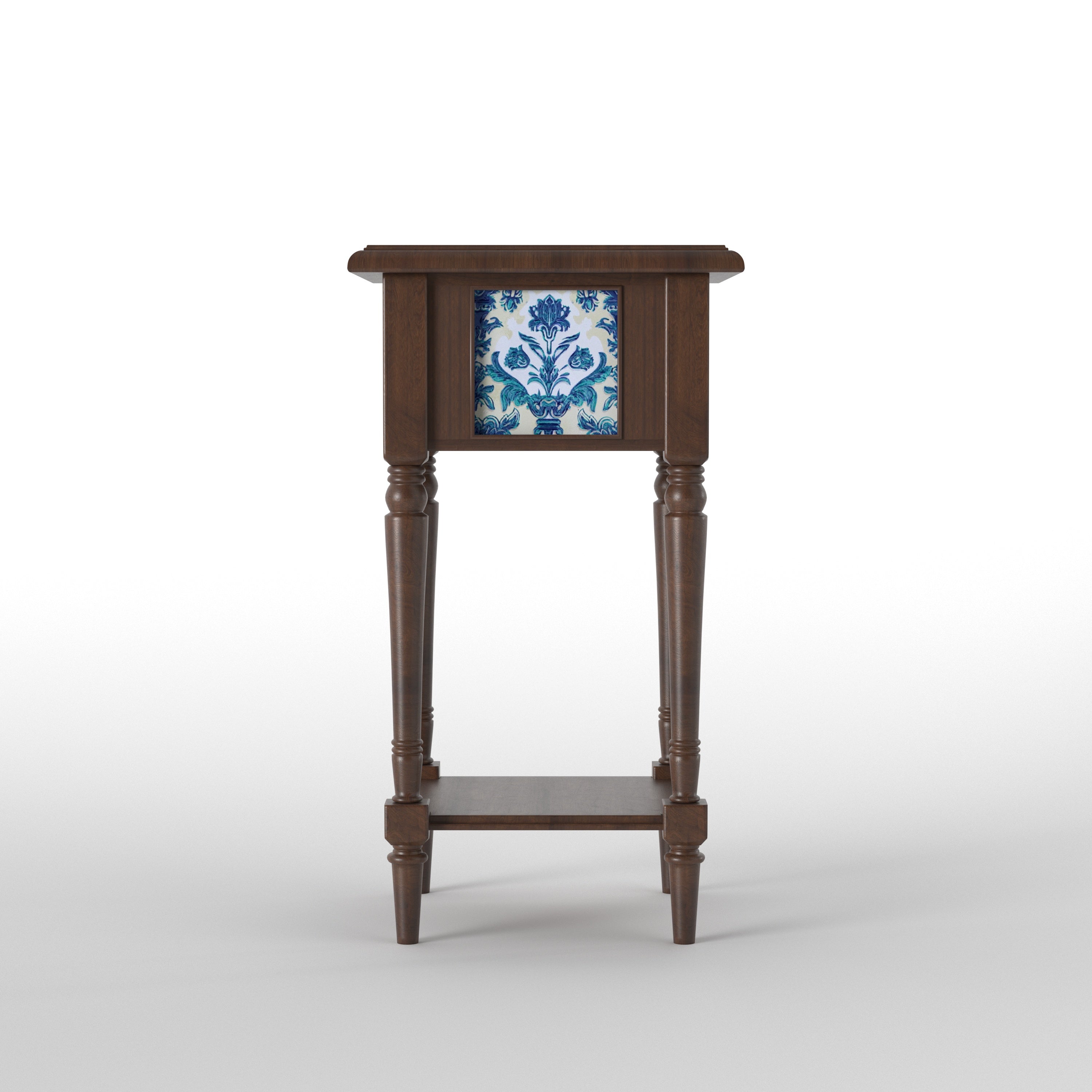 Decorative Tall Accent Side Table with Artistic Panel Design End Table
