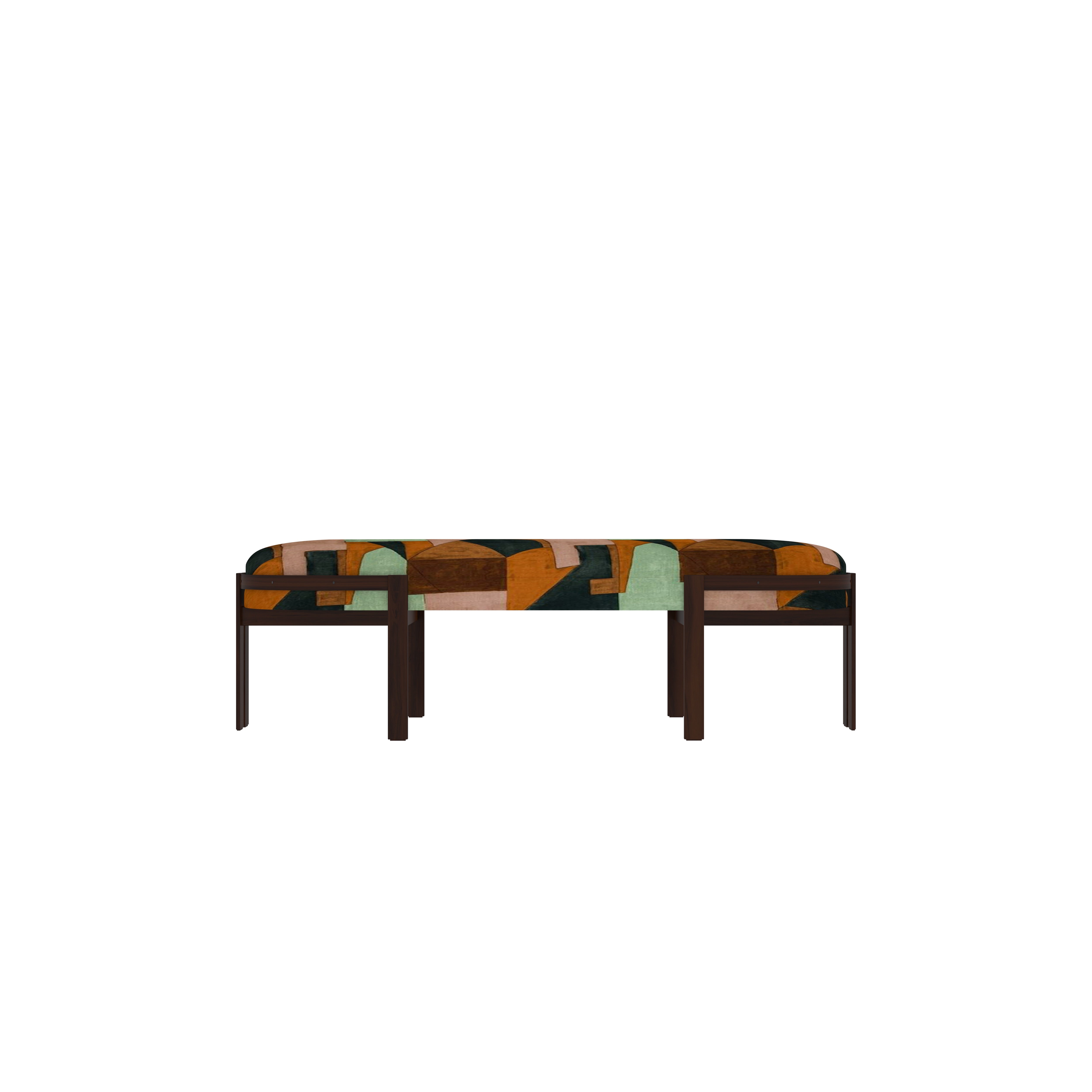Modern Upholstered Bench with Geometric Patchwork Design Bench