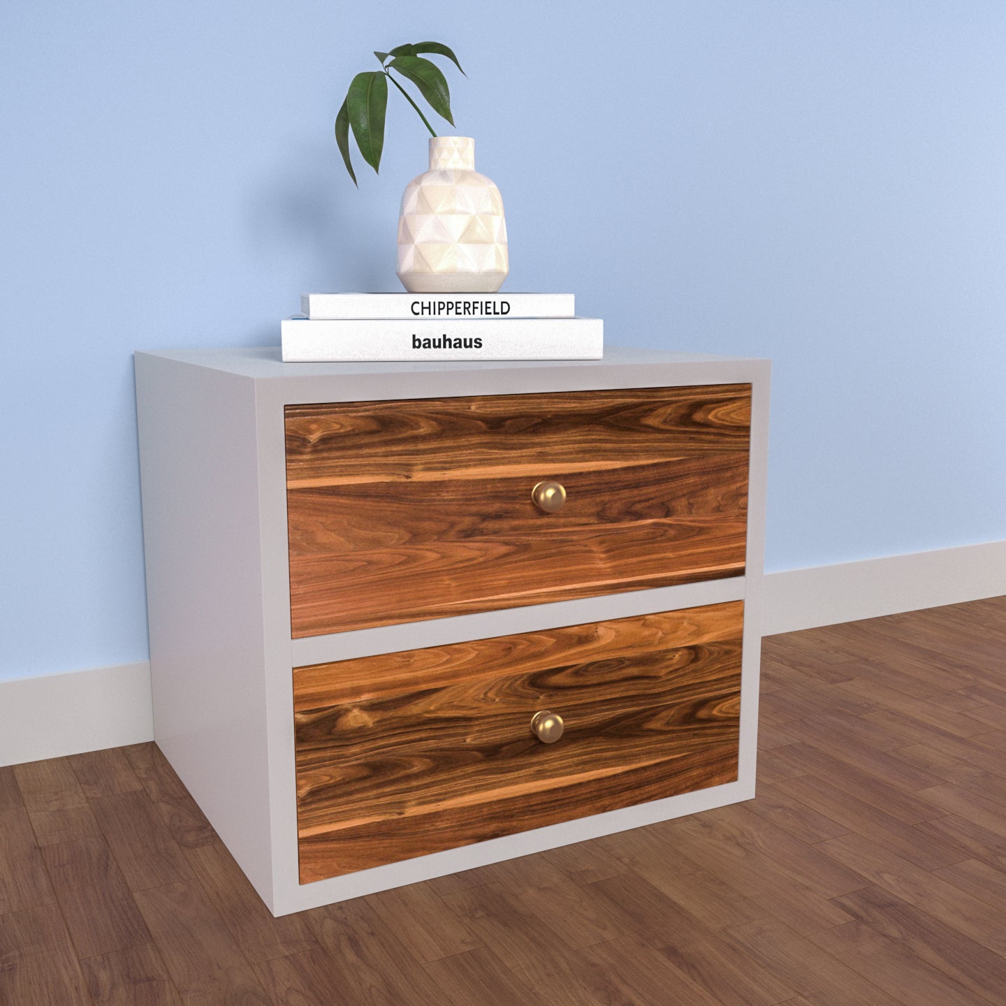 Dual tone greyish wash solid teak bedside Bedside