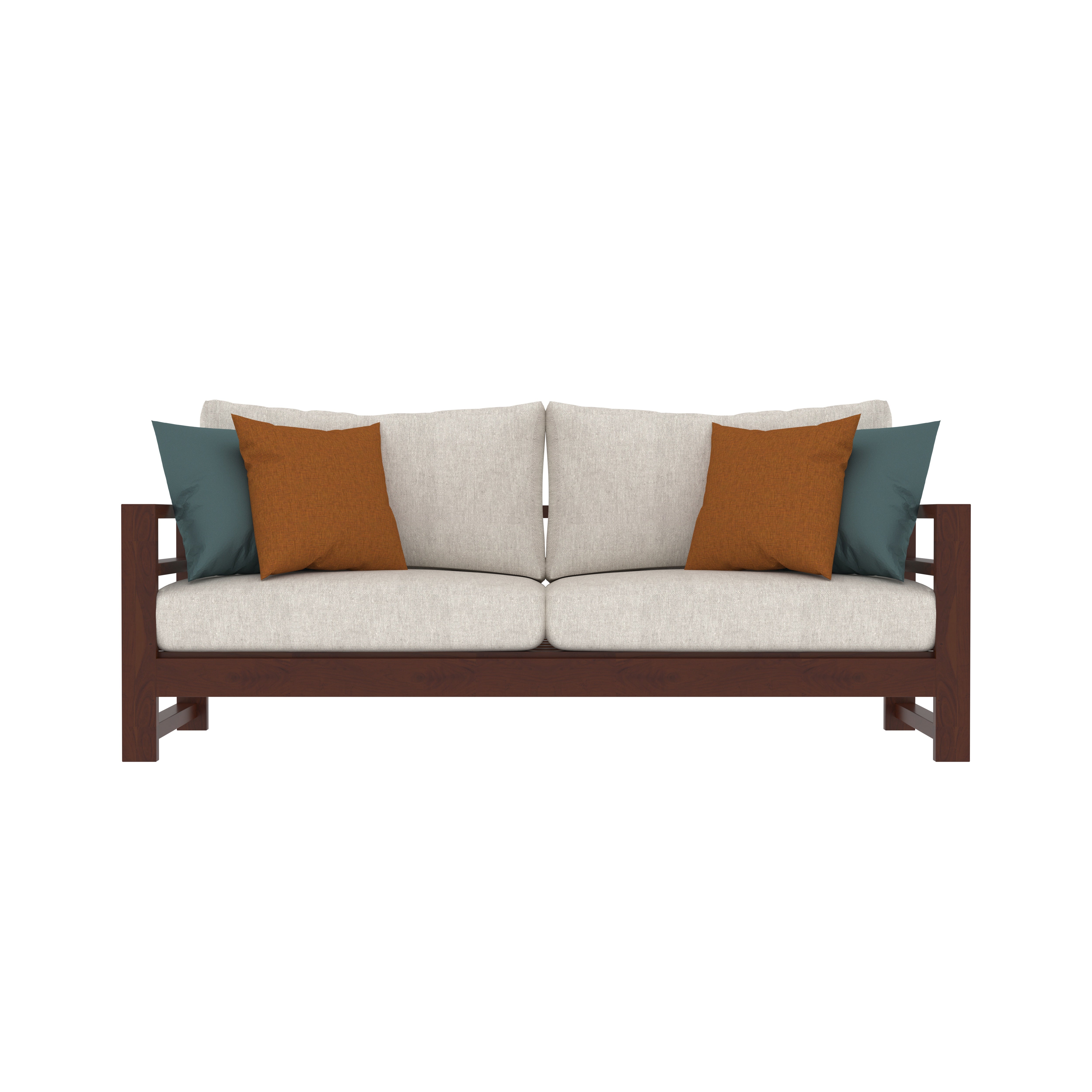 Modern Wooden Sofa with Cream Cushions Sofa