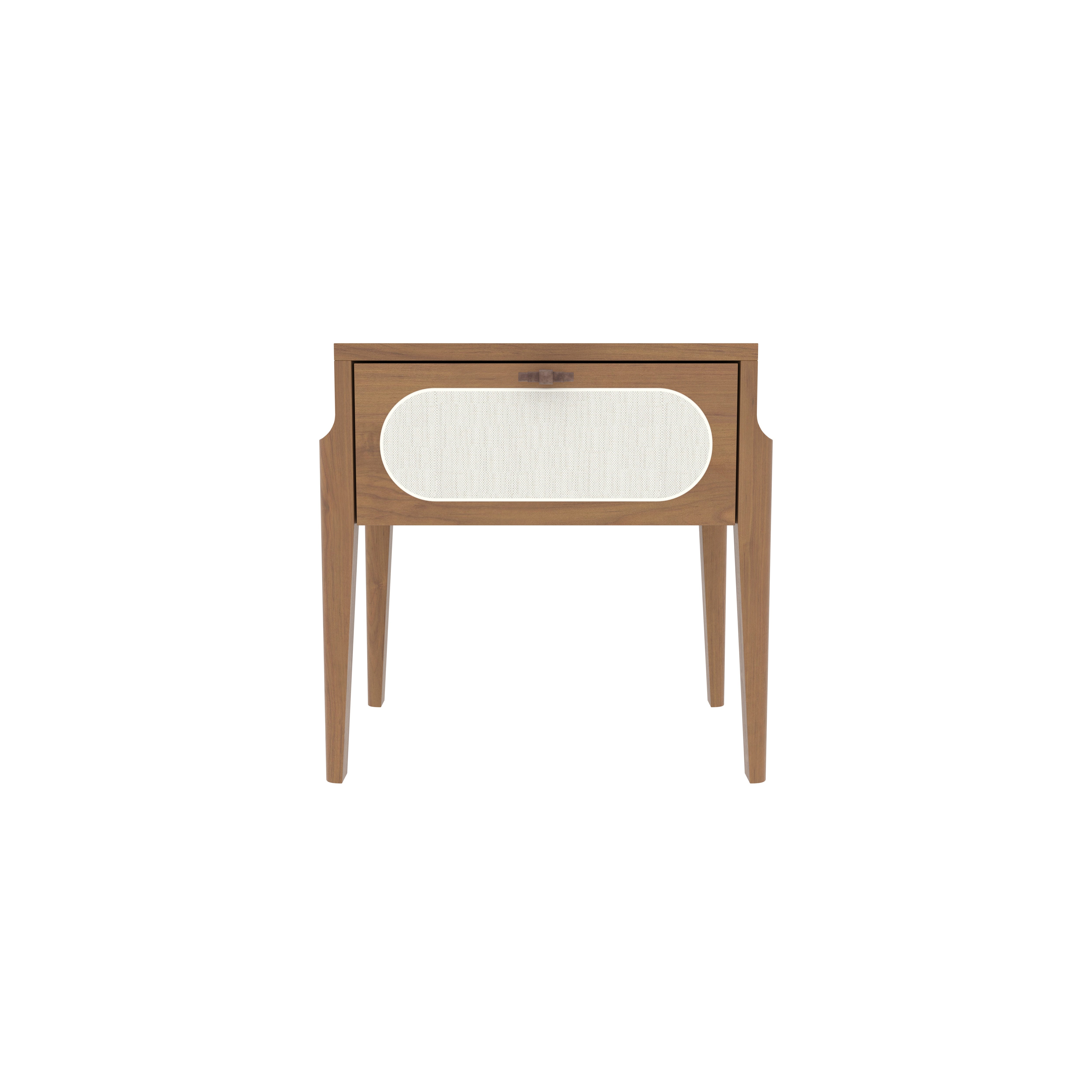 Cane Webbing Bedside Table - Mid-Century Modern Storage Bedside