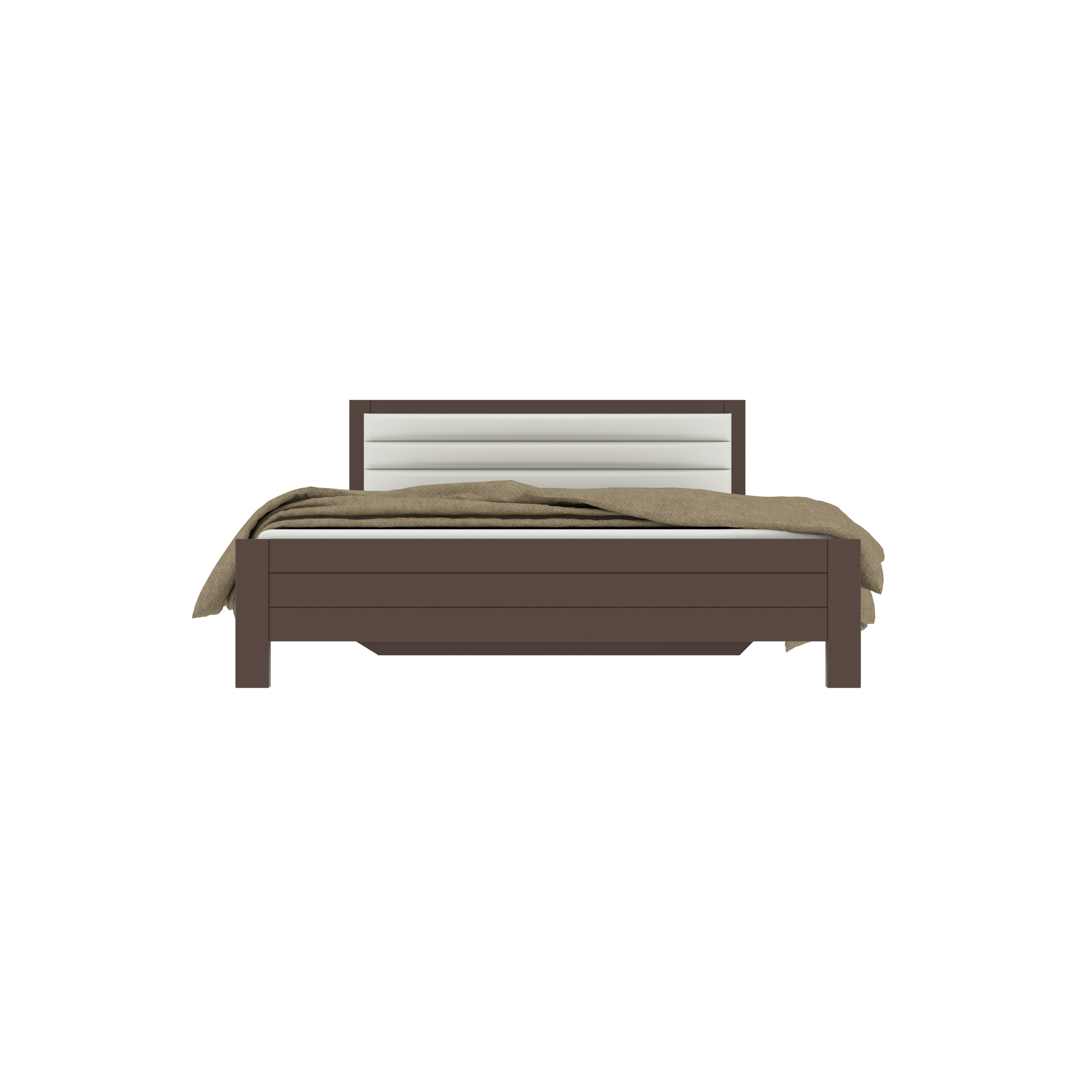 Contemporary Wooden Bed with Upholstered Headboard | Queen Size Comfort Bed