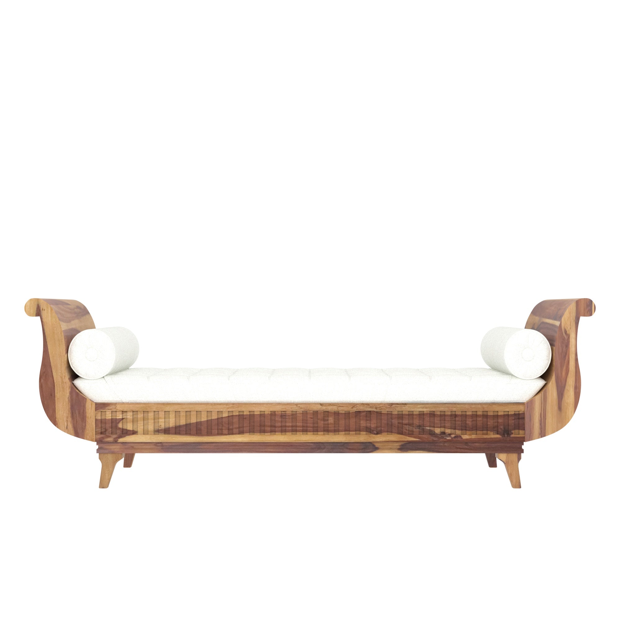 Realm Traditional Light Finished Wooden Handmade Long Sofa Sofa