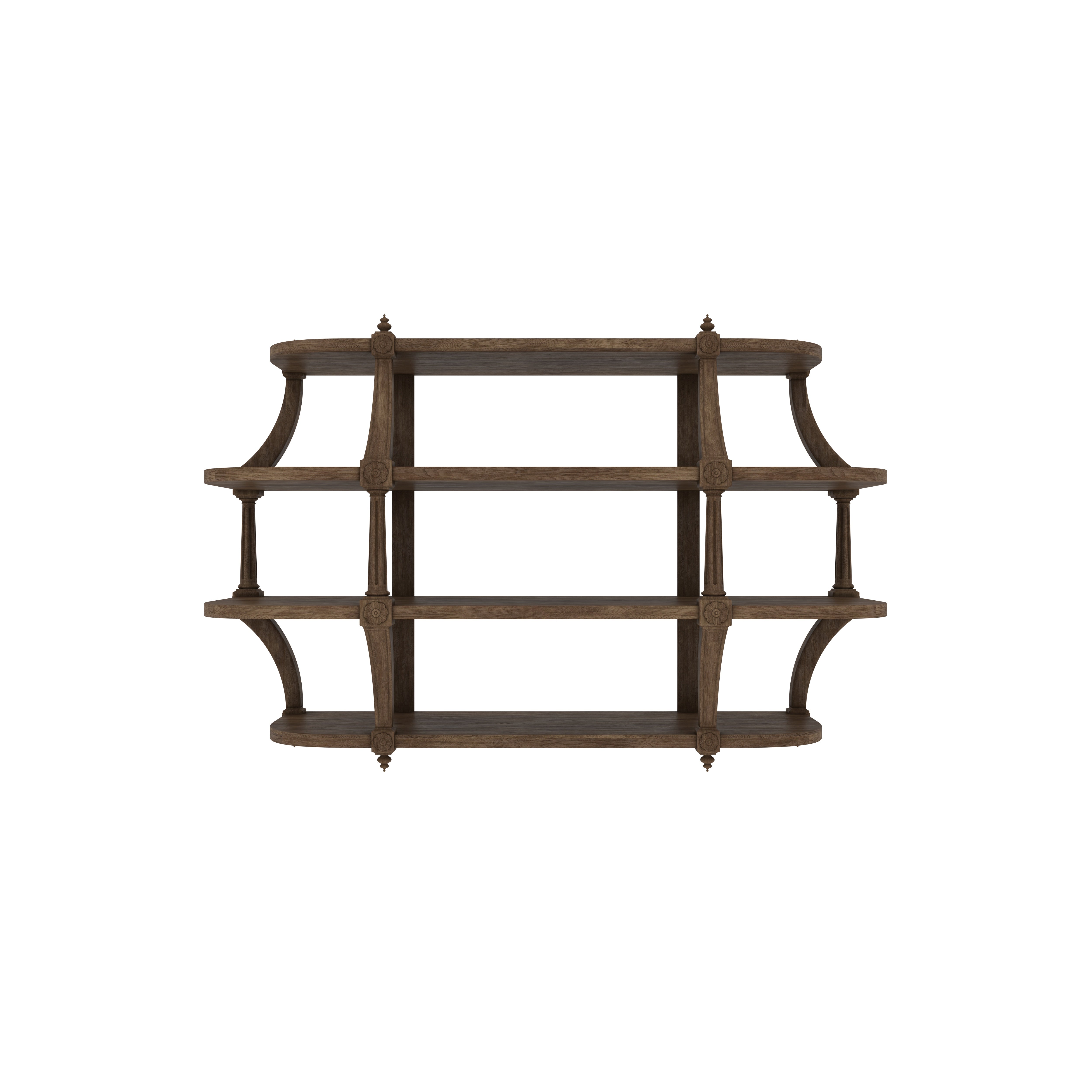 Vintage Curved Wooden Wall Shelf – 4-Tier Open Storage Unit Wall Rack