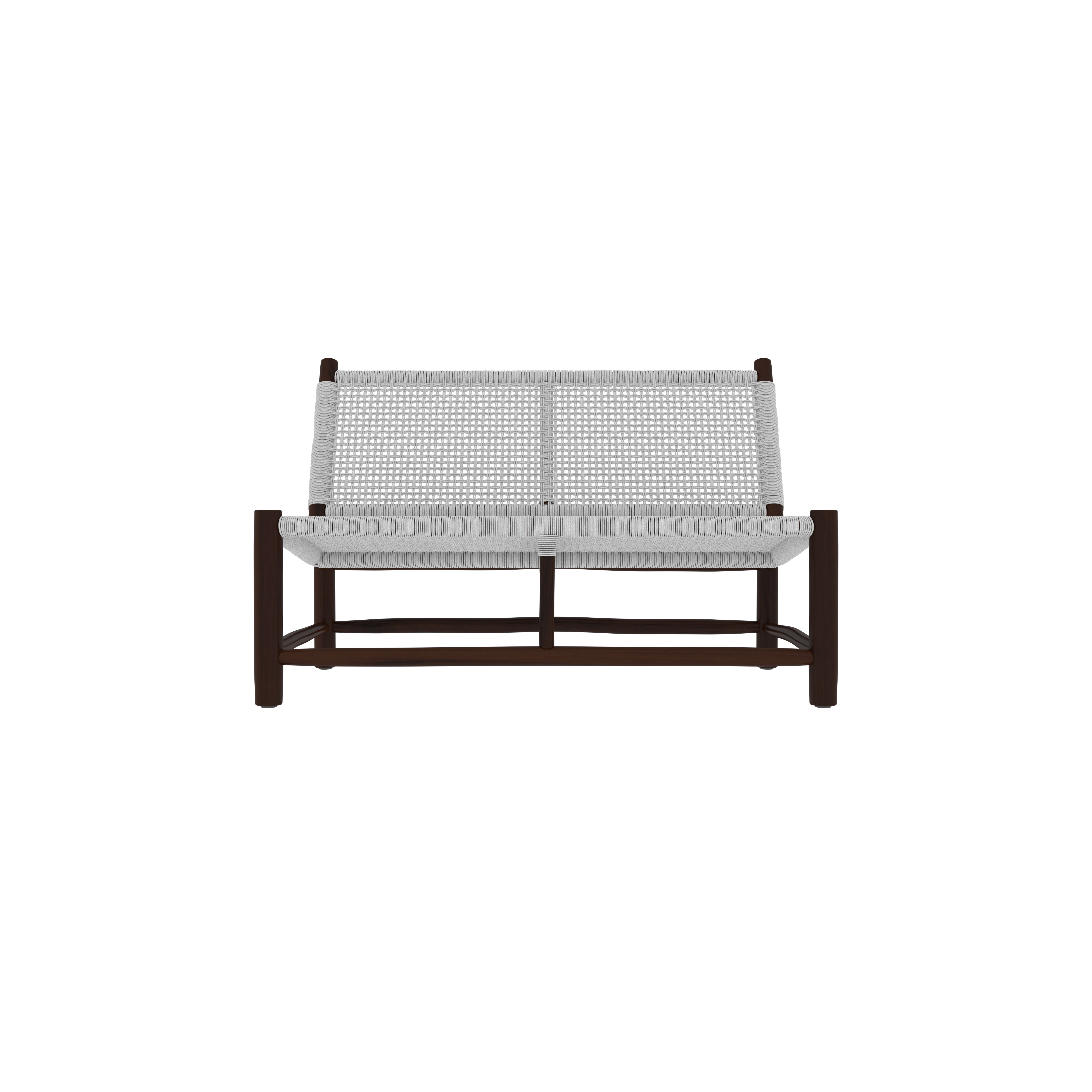 Contemporary Woven Rope Wooden Bench | Minimalist 2-Seater Lounge Chair Bench