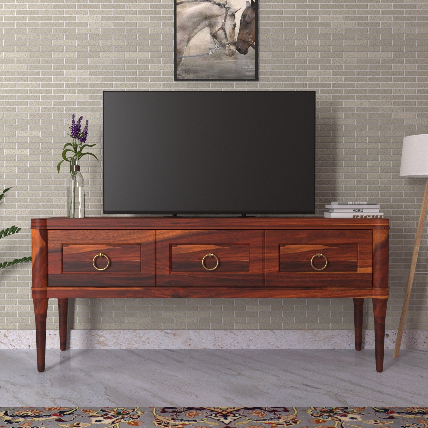 Unique Multistorage Retro Finish Handmade Wooden TV Stand for Home Tv stand