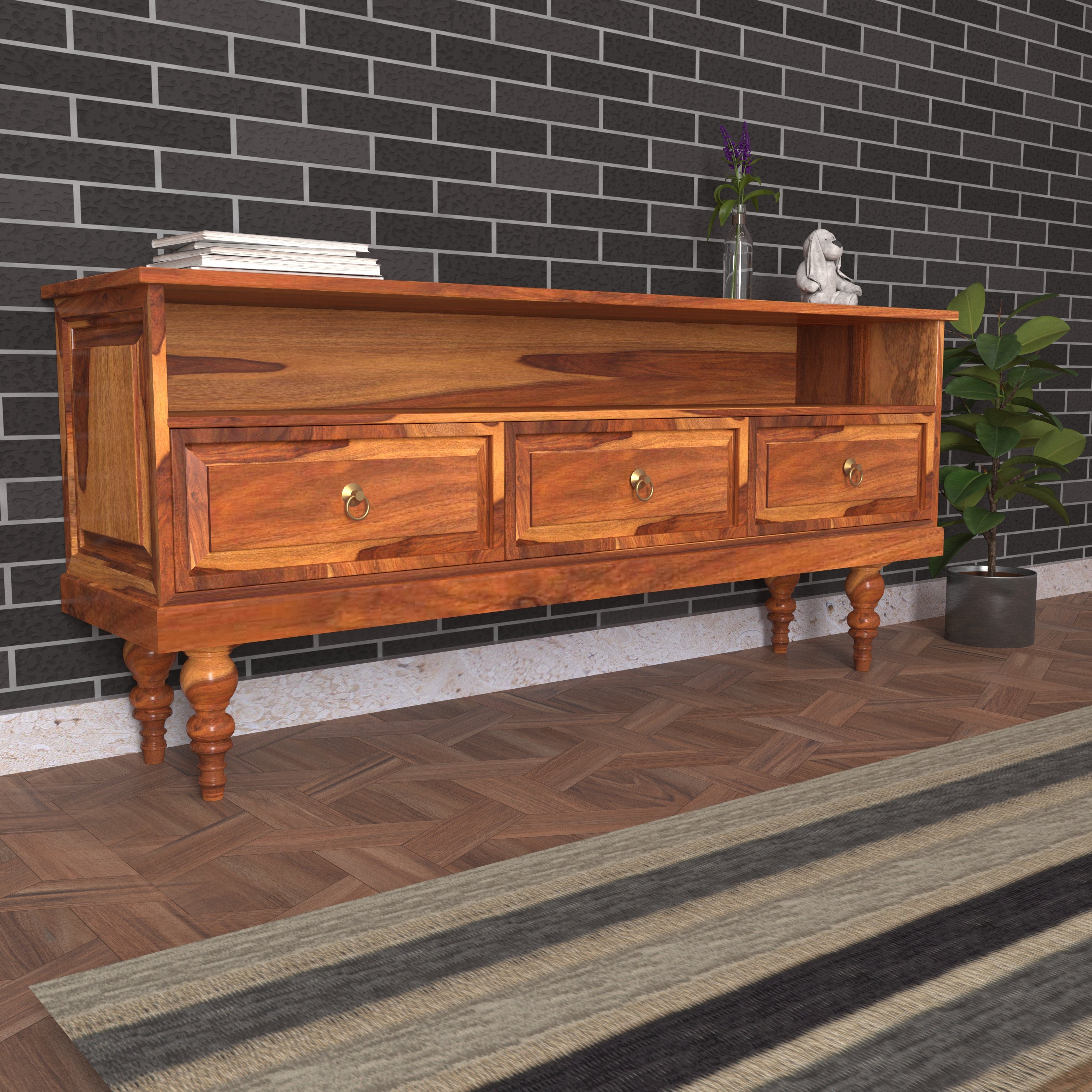 Montage Multistorage Light Finish Handmade Wooden TV stand for Home Tv stand