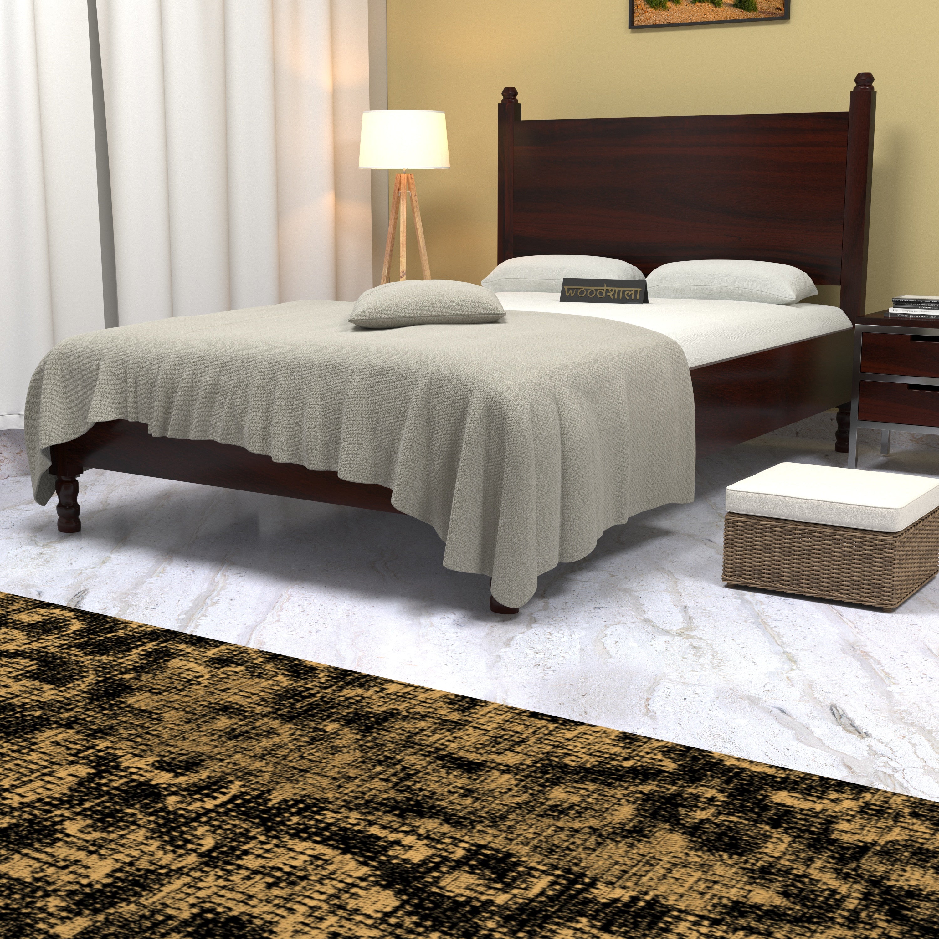 Charming Solid wood American Single Bed (Acacia wood) Bed