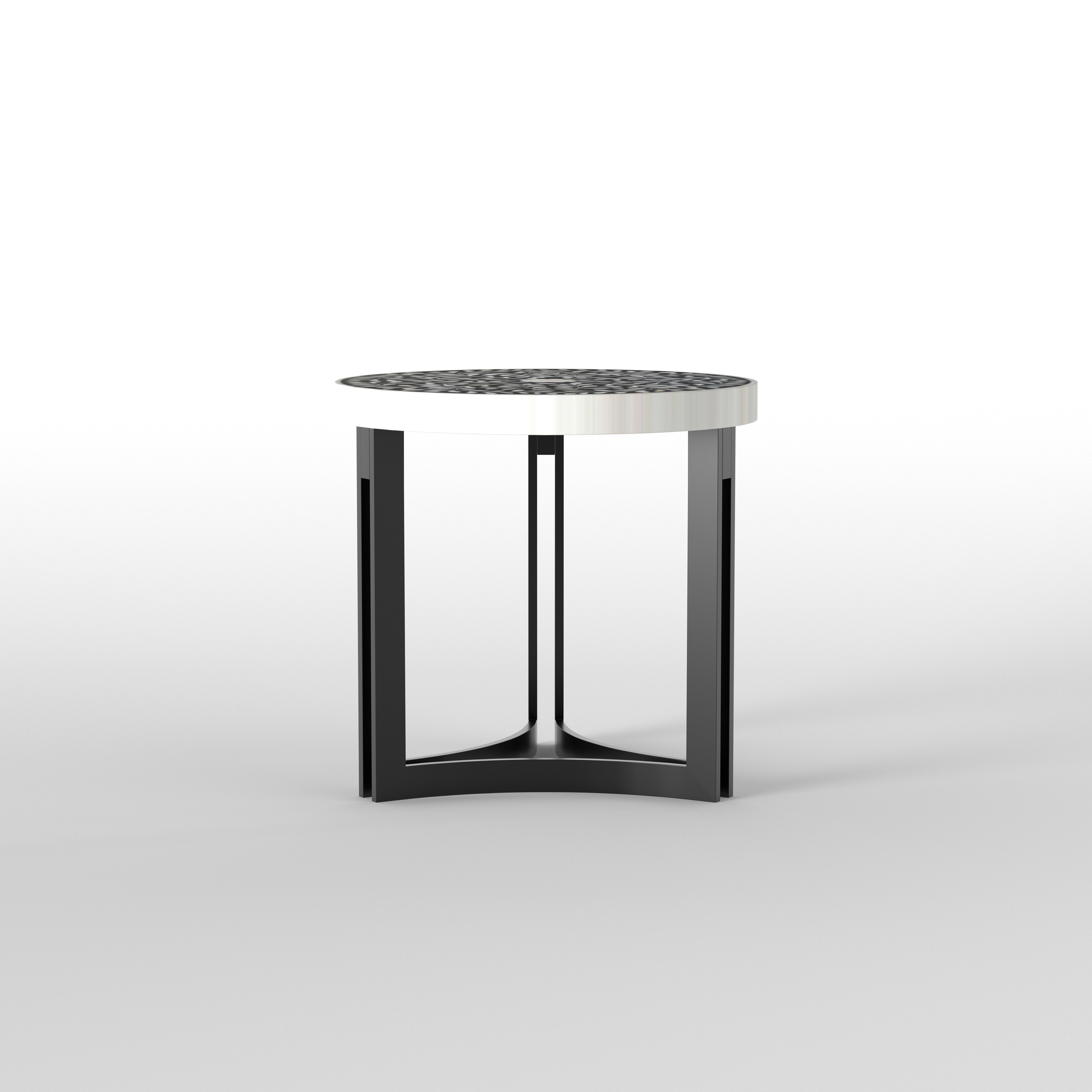 Medallion End Table - Hand-Painted Floral Artistry End Table