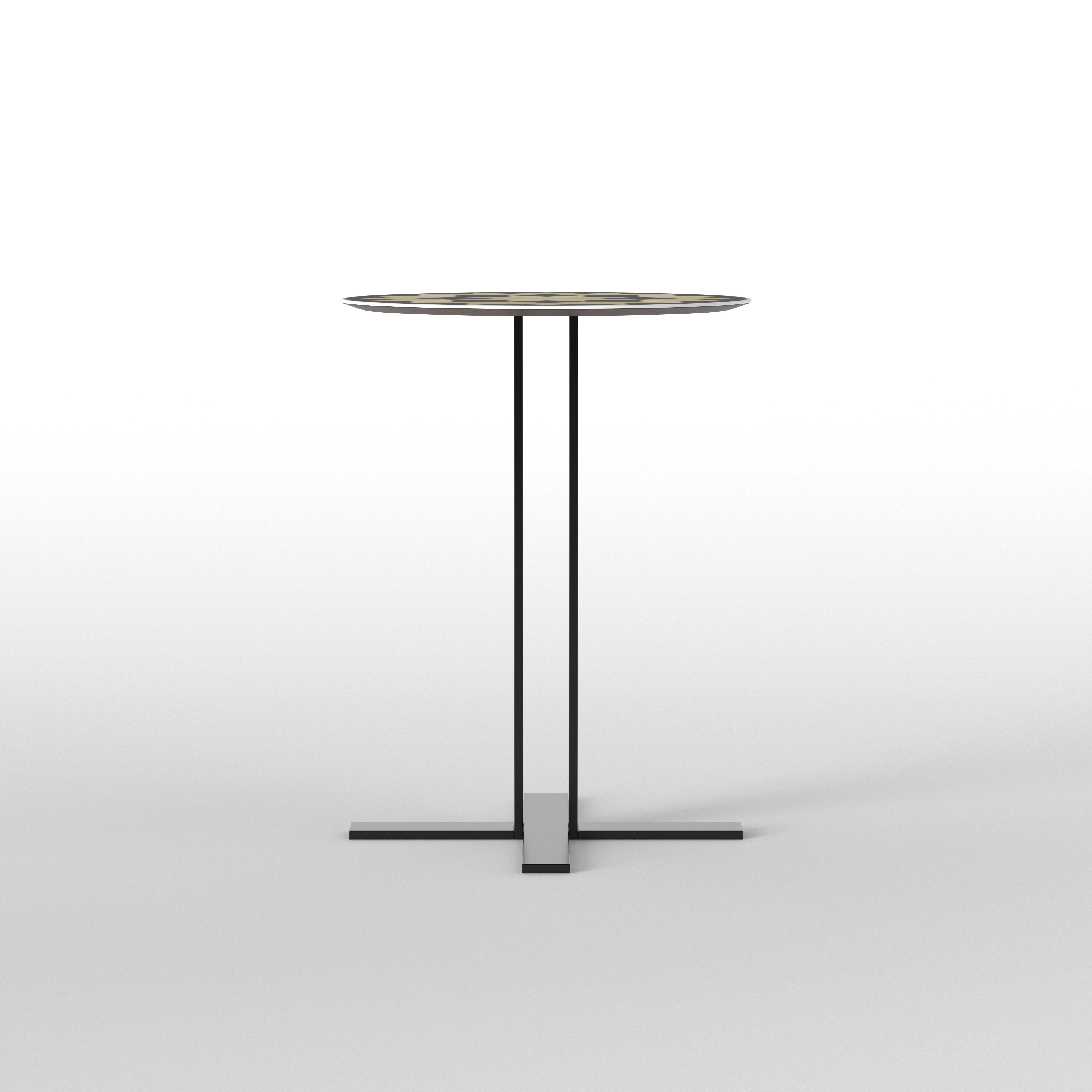 Geometric Star End Table - Hand-Painted Indian Design End Table