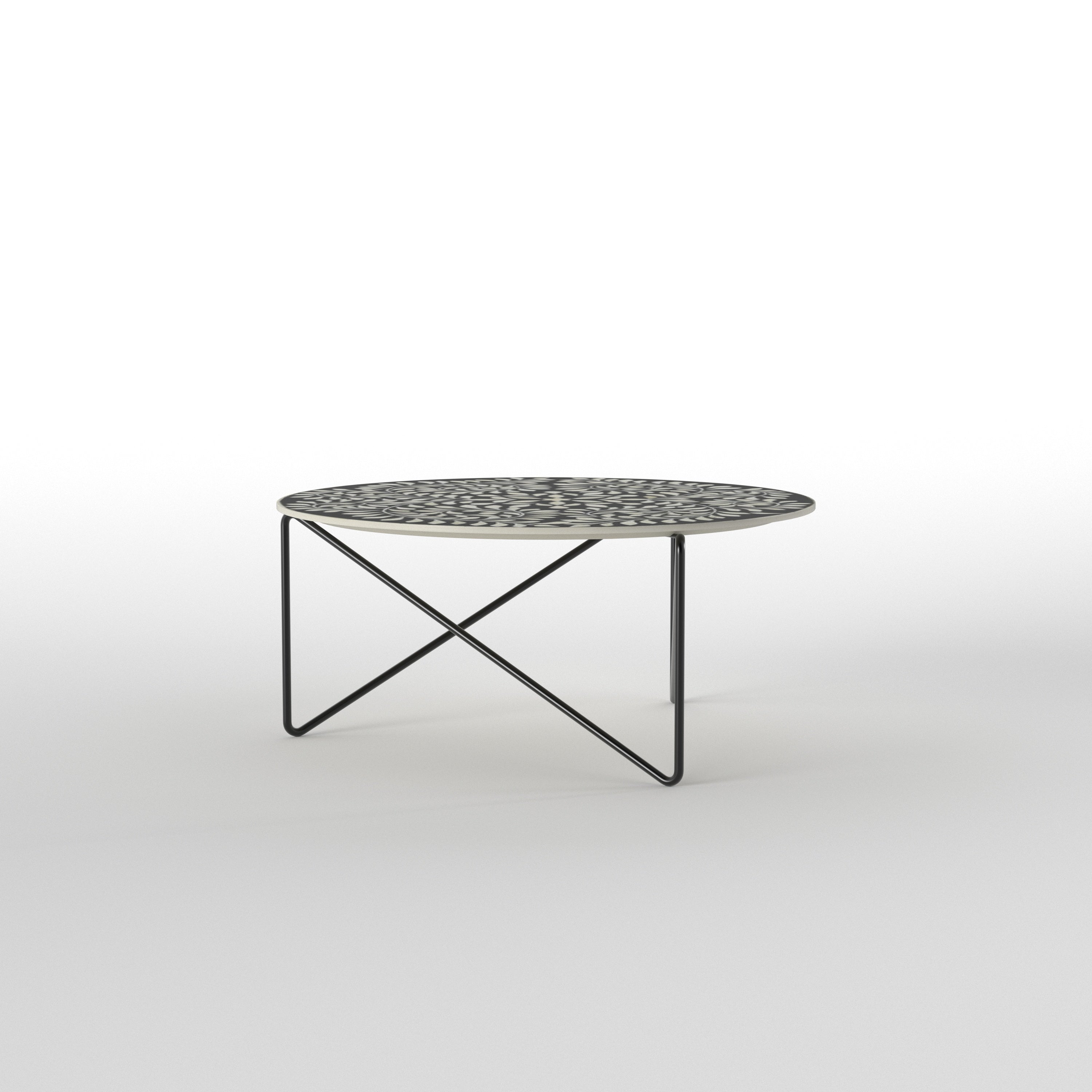 Damask Pattern Coffee Table - Elegant Painting Craftsmanship Coffee Table